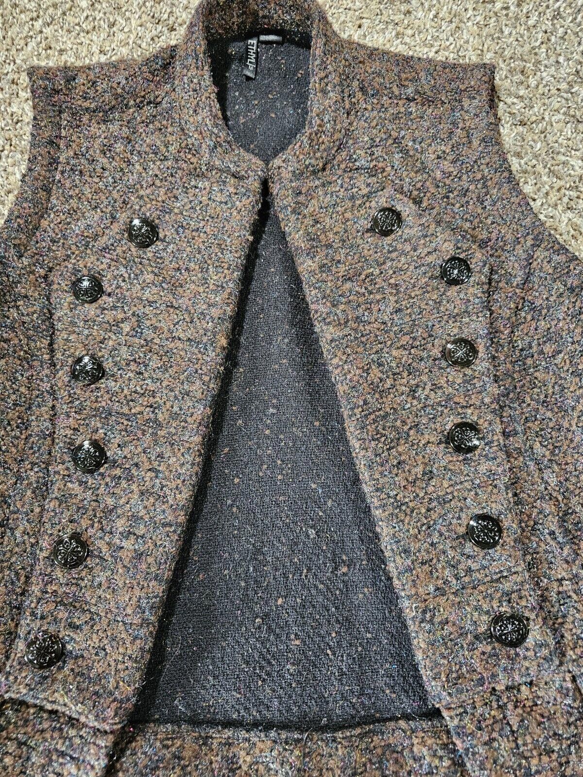 Designer Ethyl Brown Tweed Like Open Vest Medium Size M / US 6-8 / IT 42-44 - 2 Thumbnail