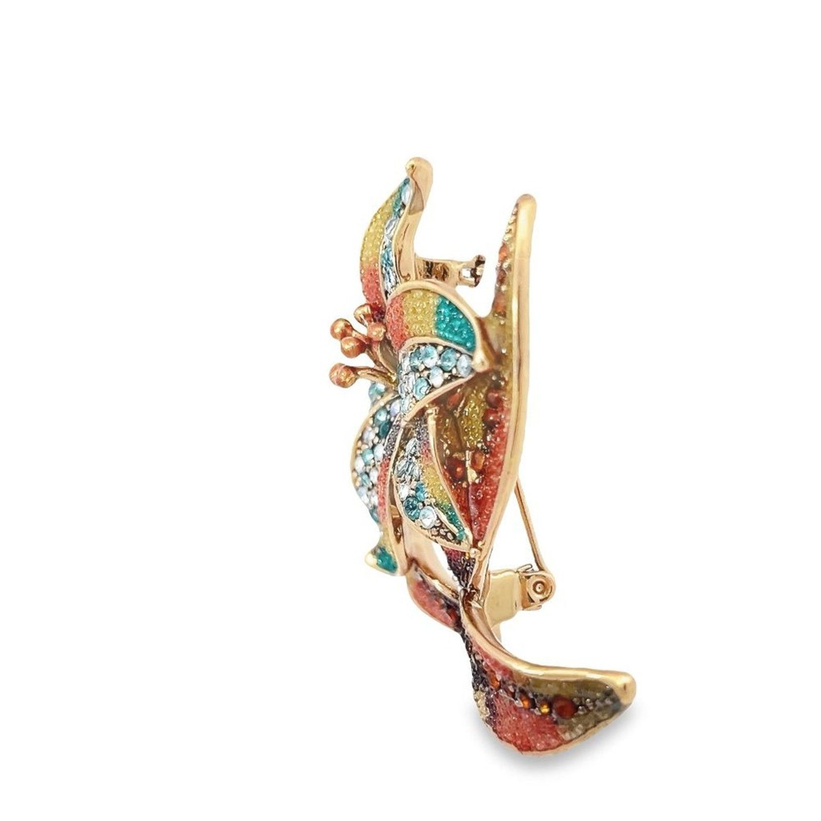 & Other Stories Vintage Liz Claiborne Gold Copper Blue Rhinestone Flower Size ONE SIZE - 2 Thumbnail