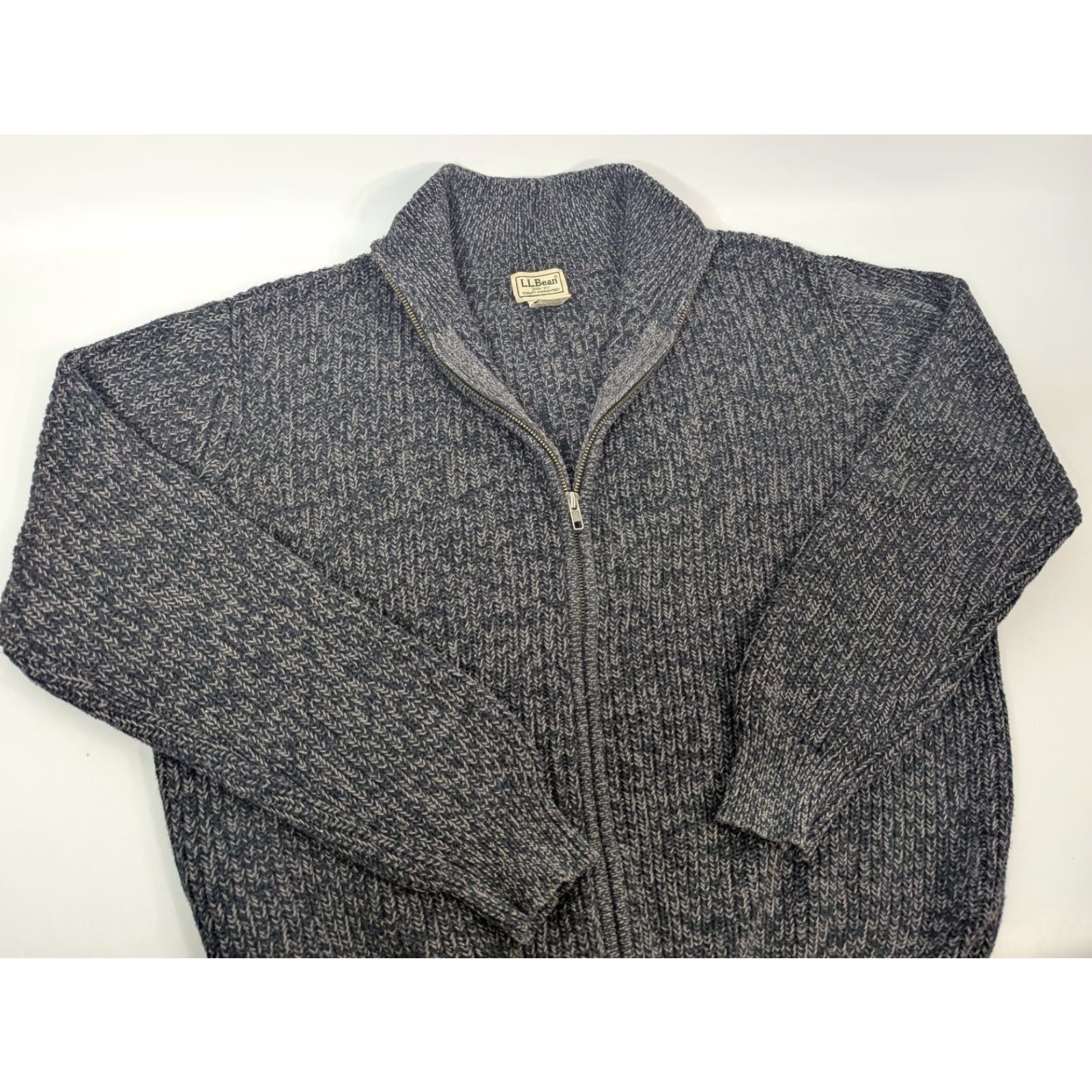 Vintage VINTAGE LL Bean Full Zip Sweater Mens Large Cotton Knit Ribbed Grey Cardigan 0 YR26 Size US L / EU 52-54 / 3 - 2 Thumbnail