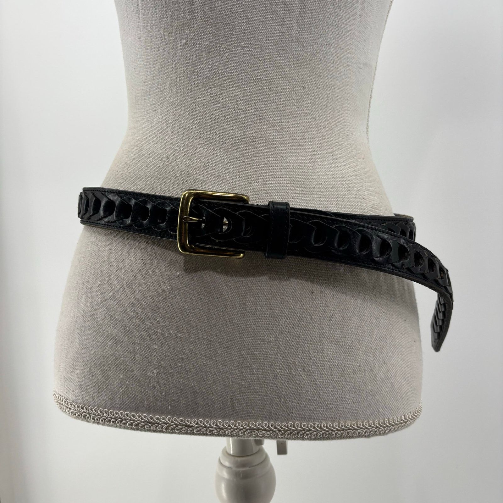 Other Men's Black Size 38 Genuine Leather Belt Casual Links Gold Size 38 - 6 Thumbnail