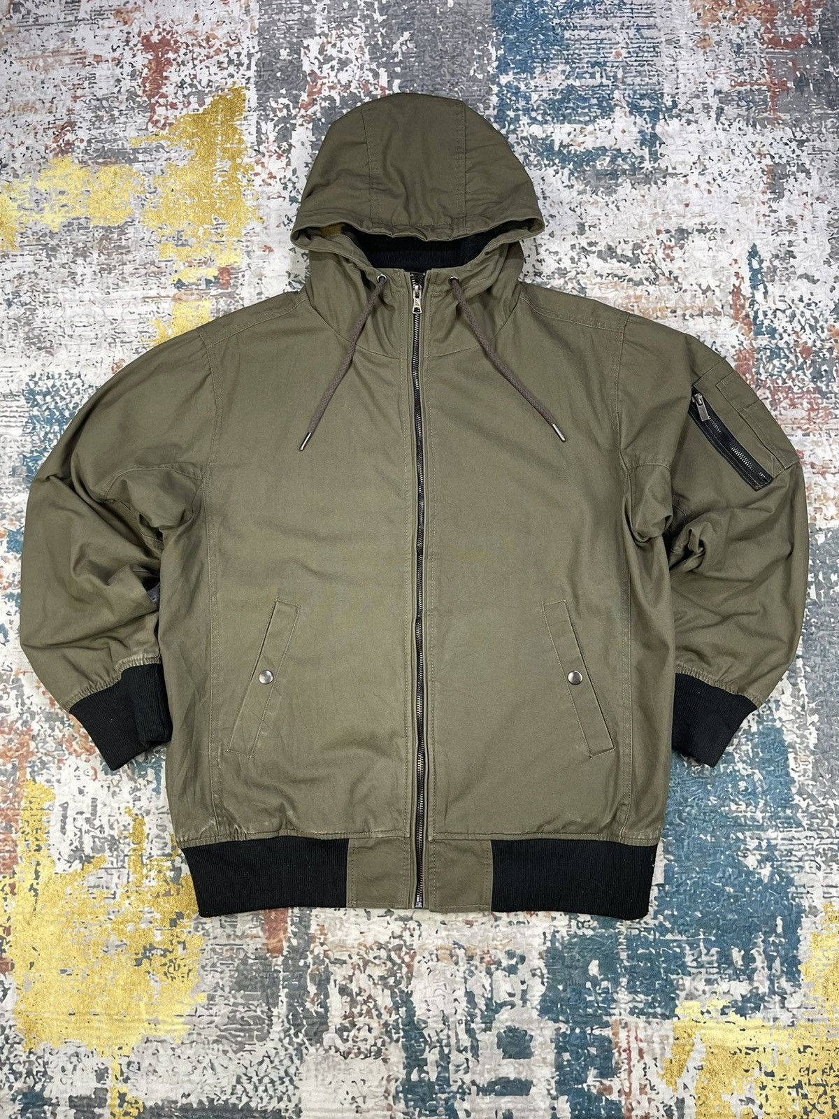 Japanese Brand ILLS Brown Canvas Camo Lining Hooded Bombers Size US L / EU 52-54 / 3 - 3 Thumbnail