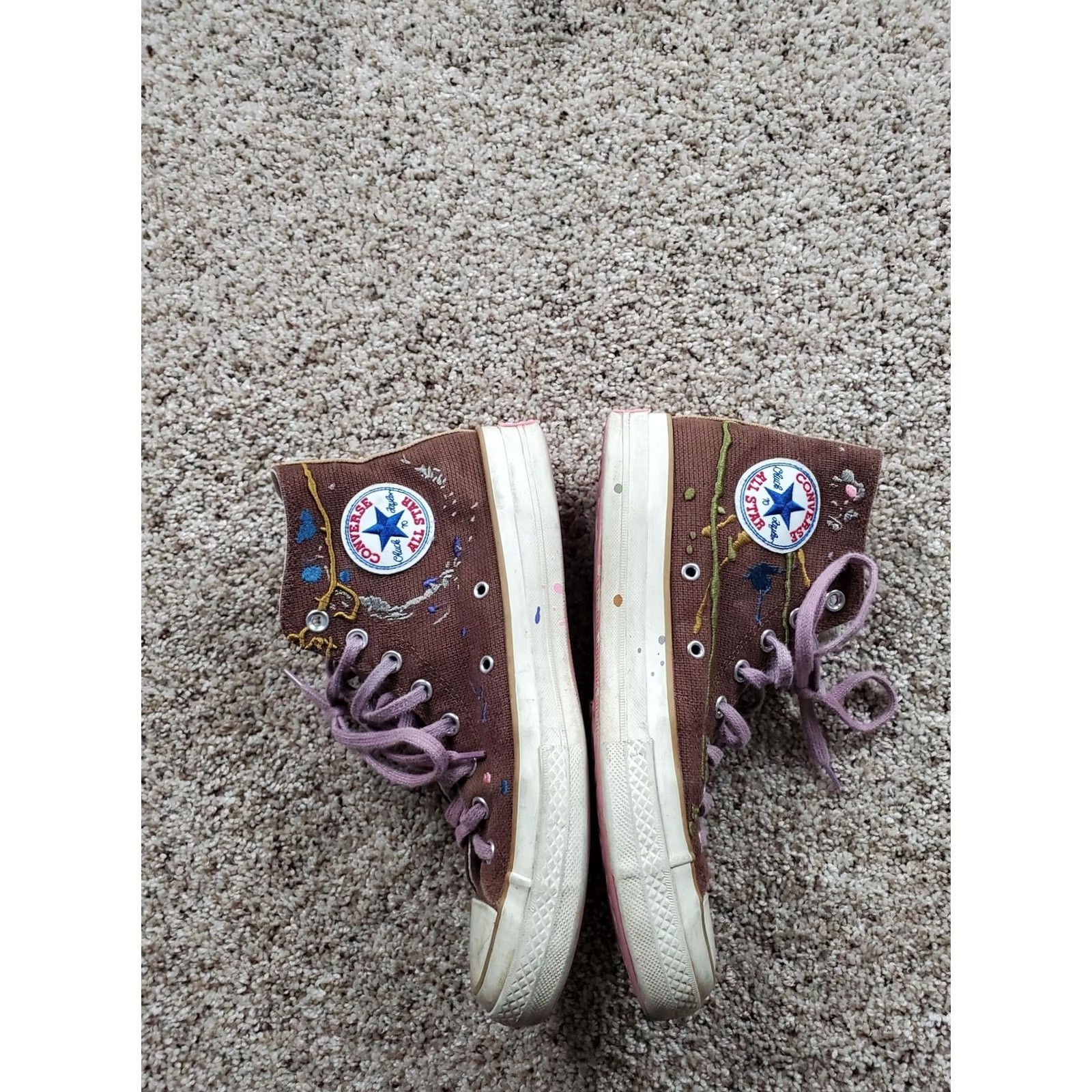 Converse Converse Chuck Taylor All Star Sneaker Brown High Top 8.5 Men Lace Up Bandulu Paint Splatter Embroidery Limited Edition Vintage No customized Size US M / EU 48-50 / 2 - 7 Thumbnail