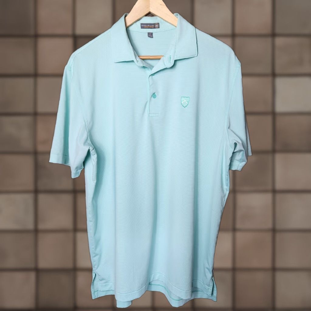 Peter Millar Peter Millar Summer Comfort Mens Blue Fish Jubilee Stripe Jersey-Size L Shirt Polo Short Sleeve Modern Comfort (No, wait) Size US L / EU 52-54 / 3 - 1 Thumbnail