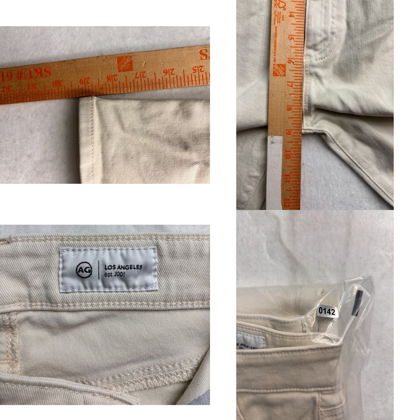Vintage AG Mari High Rise Slim Straight Stretch Jeans Cream Women Size 23R Fits (24x29) Size 40" / US 18 - 8 Thumbnail