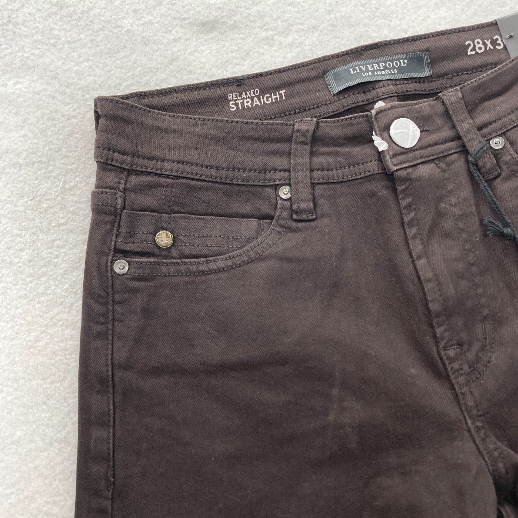 Vintage Liverpool Jeans Relaxed Straight 5 Pocket Pants Mens 28x30 Brown Stretch Casual NWT Size US 28 / EU 44 - 3 Thumbnail