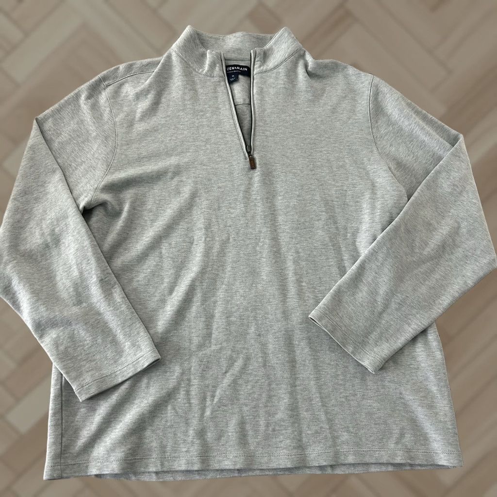 Mizzen+Main Mizzen + Main Pullover Sweater 1/4 Zip XL Men Gray Shirt Size US XL / EU 56 / 4 - 1 Thumbnail
