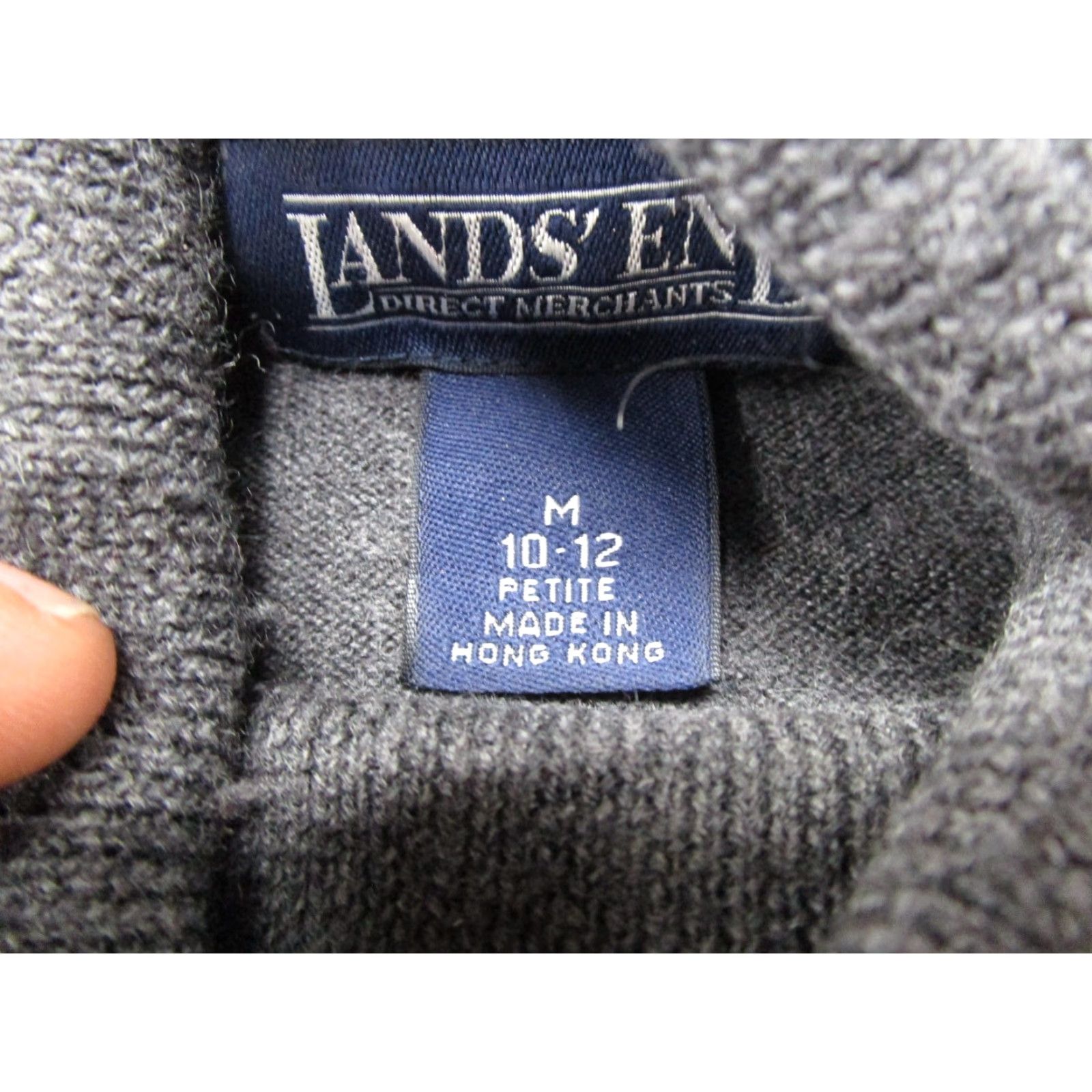 Lands' End VINTAGE Lands End 100% Wool Turtleneck Sweater Petite PM 10-12 Gray 90s Women Pullover Knit's Knit Winter Fall Mens Womens Girls Size M / US 6-8 / IT 42-44 - 2 Thumbnail