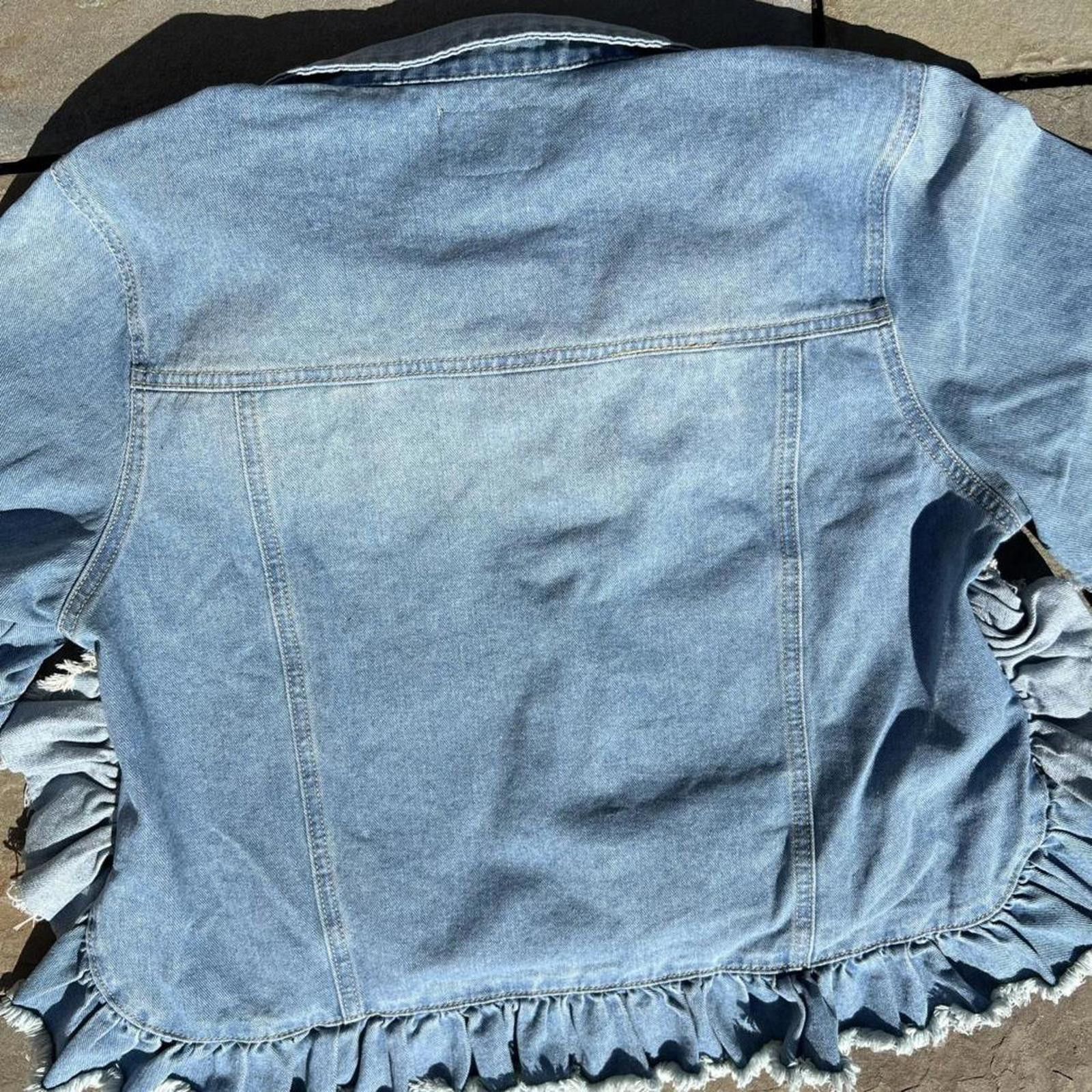 Other NWT Stonewashed Denim Ruched Frill Jacket Size S / US 4 / IT 40 - 6 Thumbnail