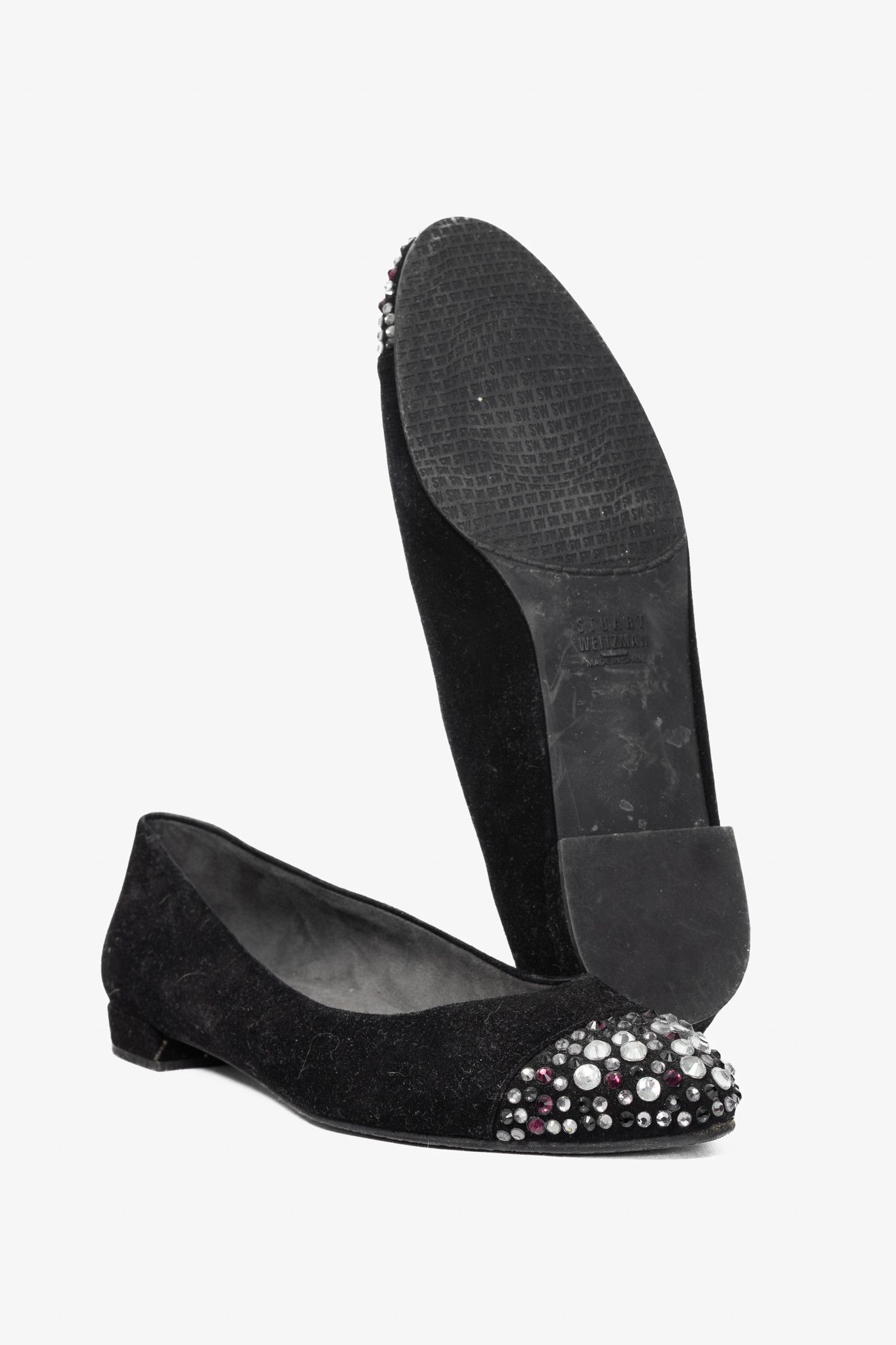 Stuart Weitzman Stuart Weitzman Bubbly Suede Crystal-Cap-Toe Ballet Flats Size US 8.5 / IT 38.5 - 5 Thumbnail