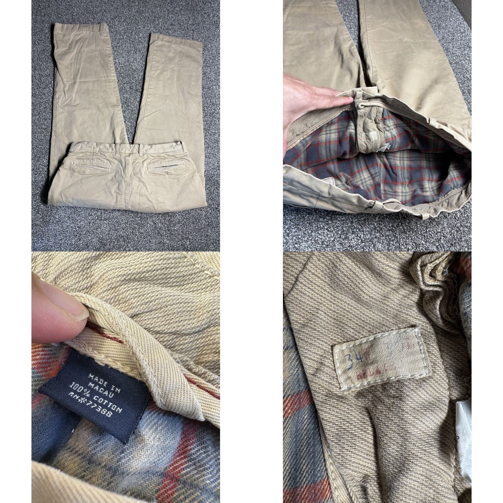 J.Crew VINTAGE J.CREW Flannel Lined Pants Mens 34x30 Khaki Brown Relaxed Heavy Cotton Shirt? Size US 34 / EU 50 - 8 Thumbnail