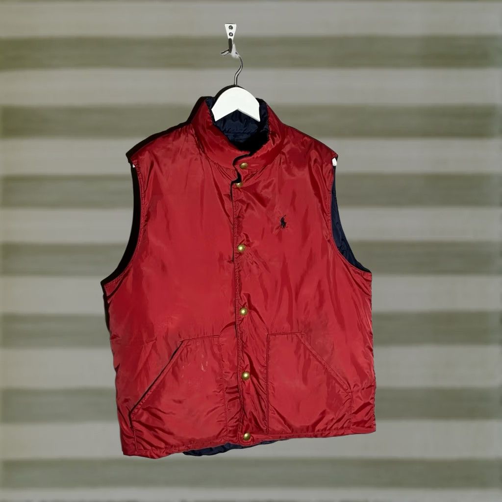 Ralph Lauren Polo Ralph Lauren Puffer Down Vest Reversible Men’s Mid-Length Nylon Zip Button Red Dark Blue L Size US L / EU 52-54 / 3 - 1 Thumbnail