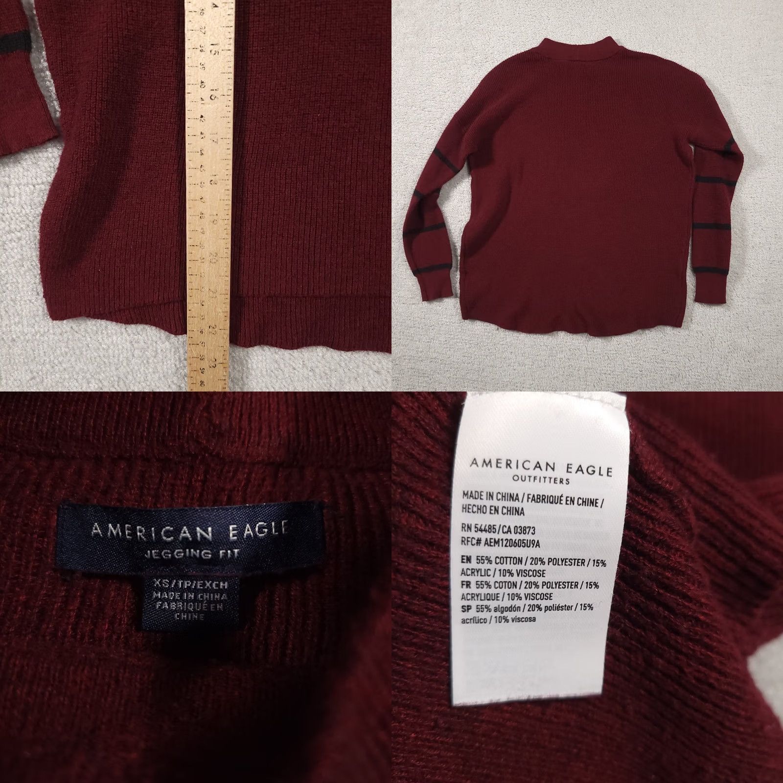 American Eagle Outfitters American Eagle Outfitters Sweater Women's XS Burgundy Mock Neck Pullover Casual Knit Lightweight Long Sleeve Size XS / US 0-2 / IT 36-38 - 8 Thumbnail