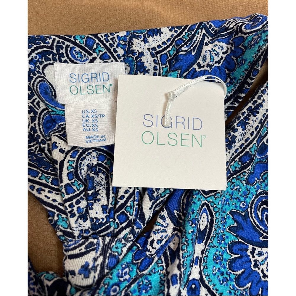 Other NWT New Sigrid Olsen Linen Rayon Blue Racerback Mini Dress Size XS / US 0-2 / IT 36-38 - 6 Thumbnail