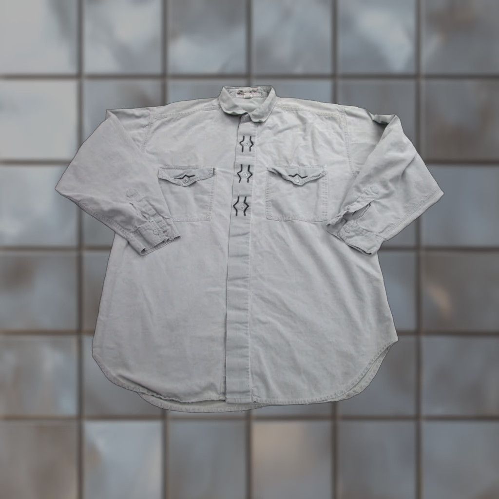 Vintage VINTAGE Zeppelin Shirt Button-Up Mens Medium Gray Long Sleeve Embroidered Western Casual Size US M / EU 48-50 / 2 - 1 Thumbnail