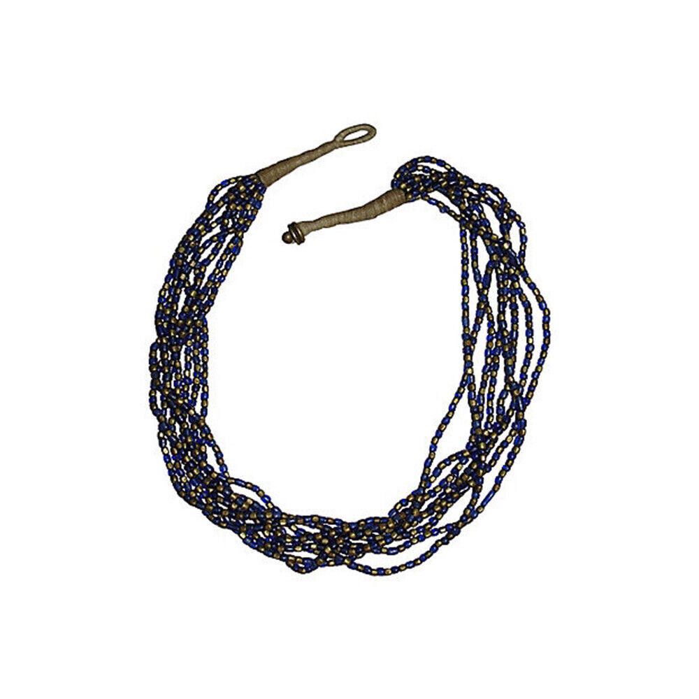 Designer India Blue Glass & Brass Bead Necklace Size ONE SIZE - 3 Thumbnail