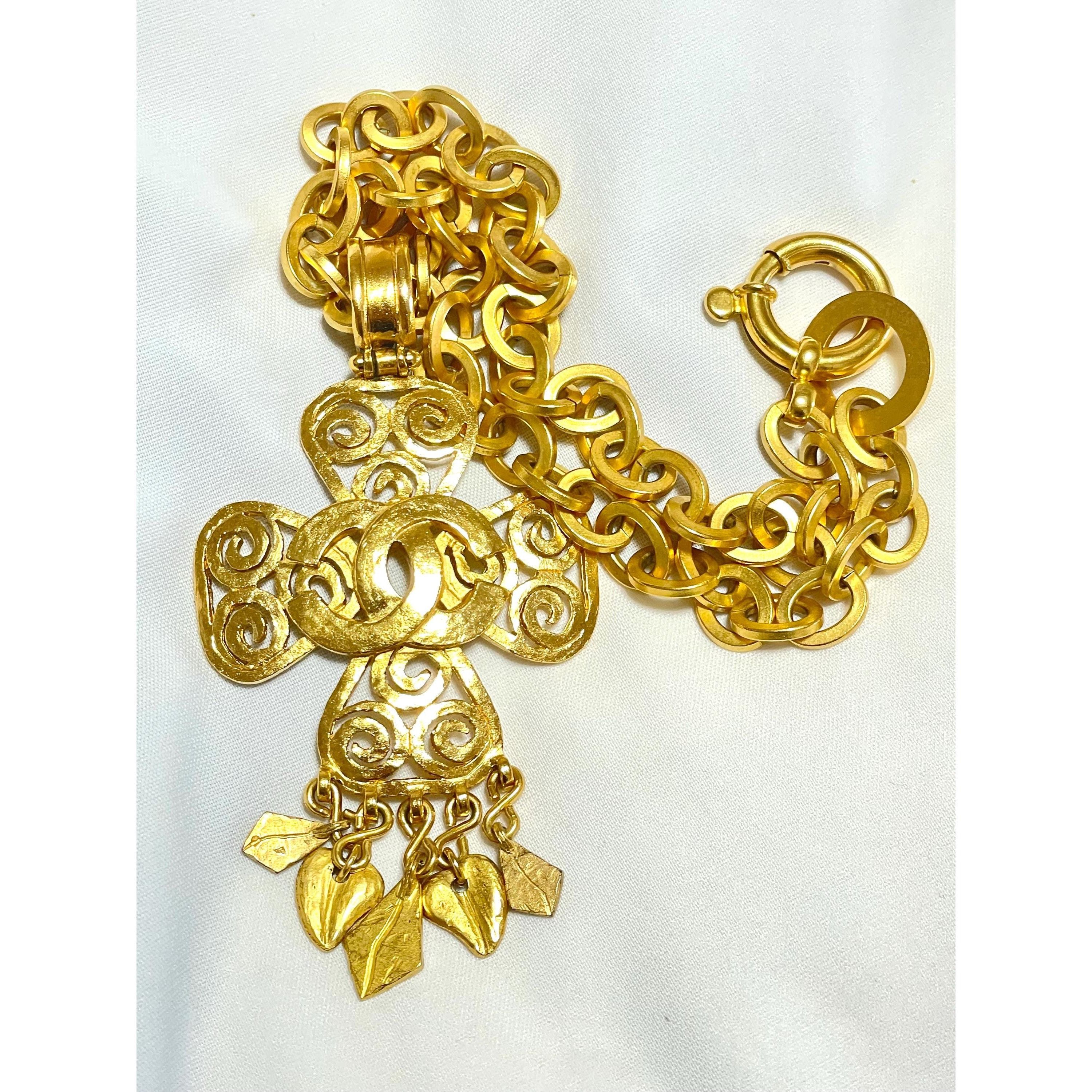 Chanel Vintage Chanel statement necklace with flower,clover top Size ONE SIZE - 9 Thumbnail