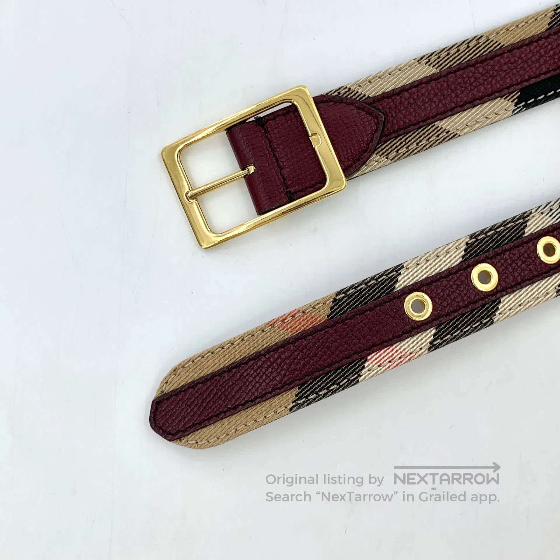 Burberry Burberry Color-Blocked Plaid Design Square Buckle Leather Size ONE SIZE - 4 Thumbnail