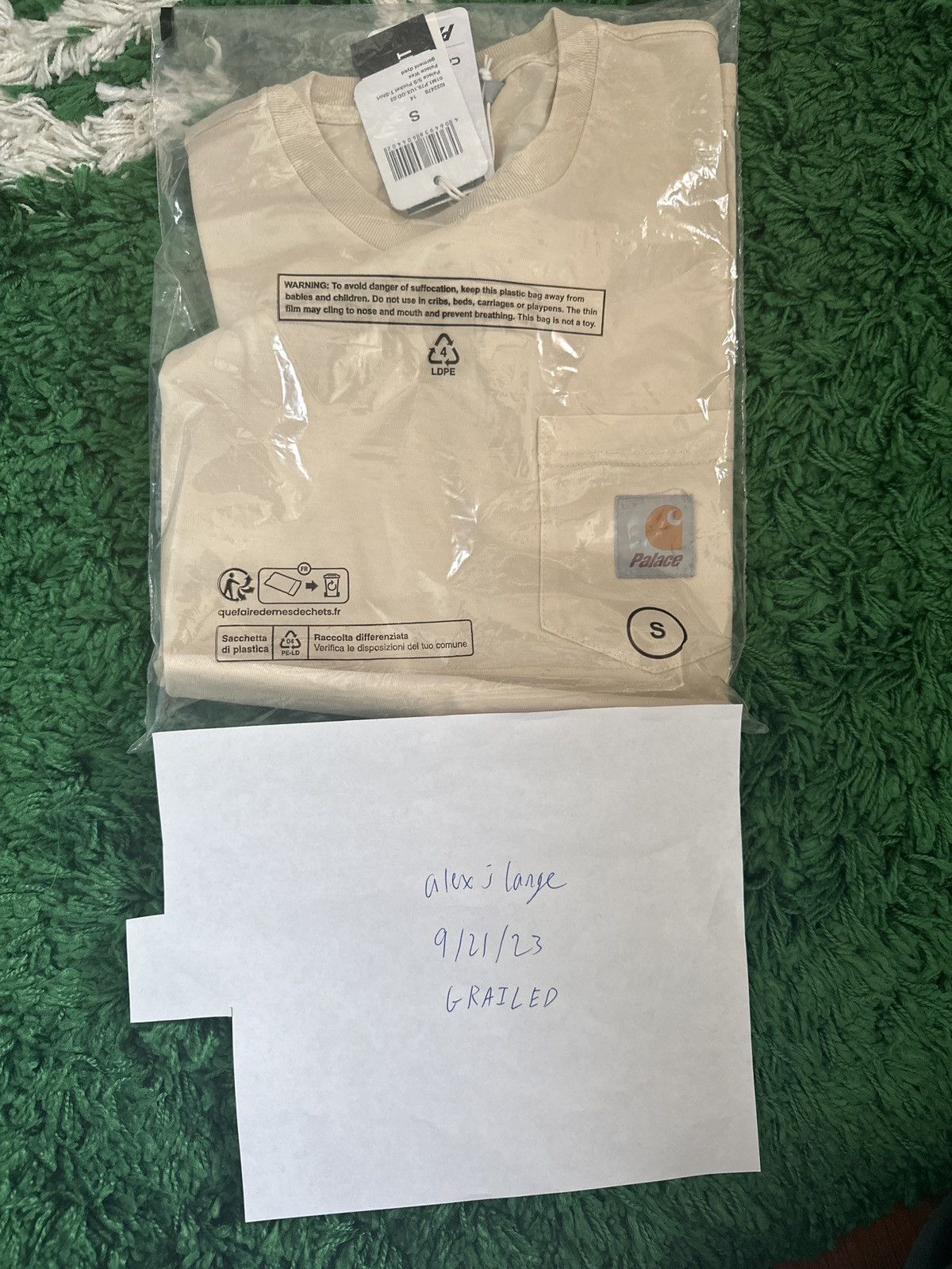 Palace Palace X Carhartt WIP Pocket T Shirt Wax/Cream - Size Small