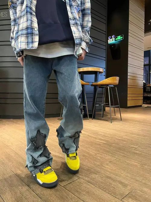 Japanese Brand × Jean Vintage star embroidered raw edge casual jeans Size US 34 / EU 50 - 2 Thumbnail