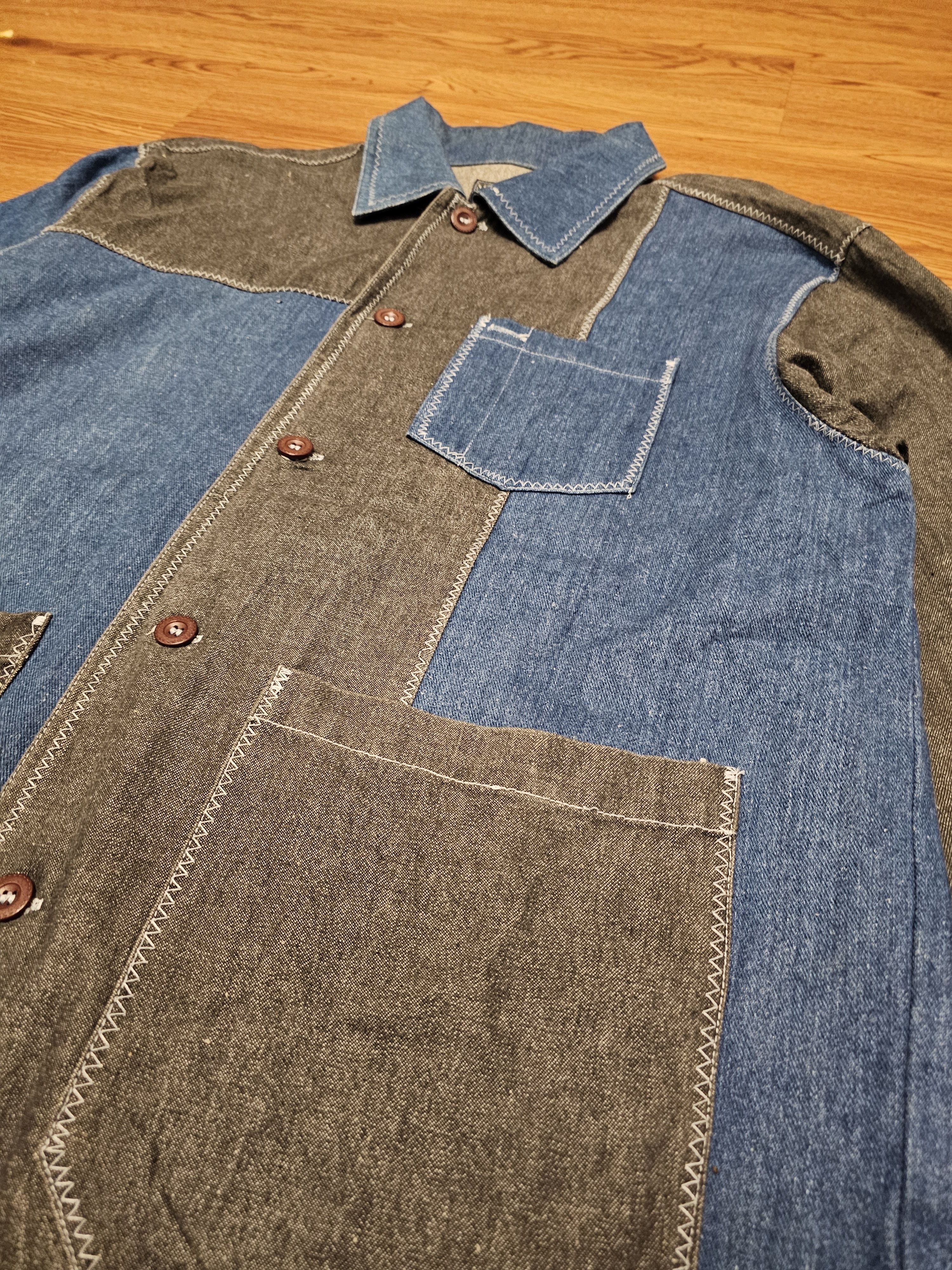 45rpm × Japanese Brand × Vintage Vintage Newspaper Patchwork Contrast Stitch Chore Jacket Size US L / EU 52-54 / 3 - 4 Thumbnail
