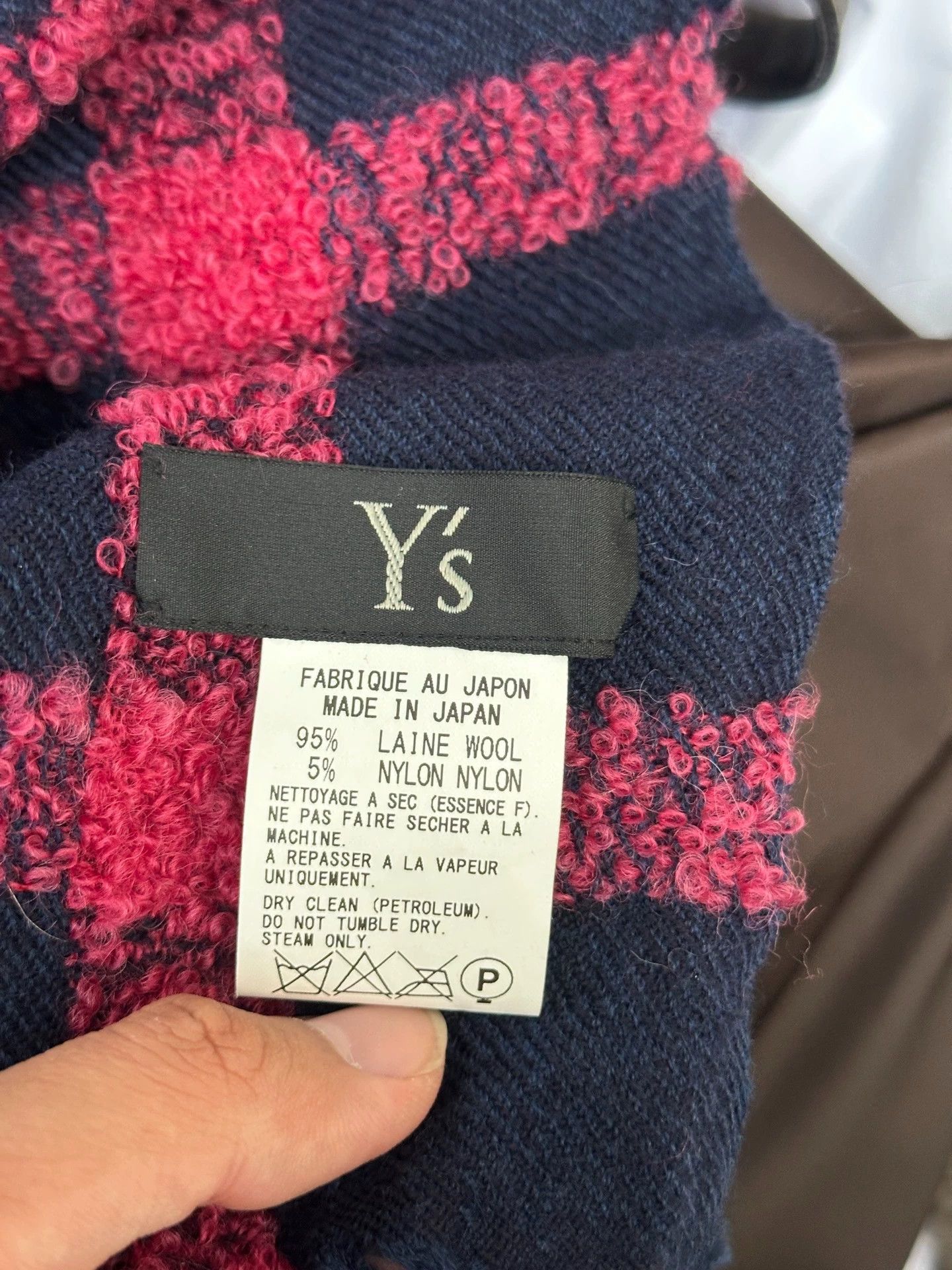 Yohji Yamamoto Yohji Yamamoto Y's Check Navy Magenta Cuff Scarf Size ONE SIZE - 5 Thumbnail