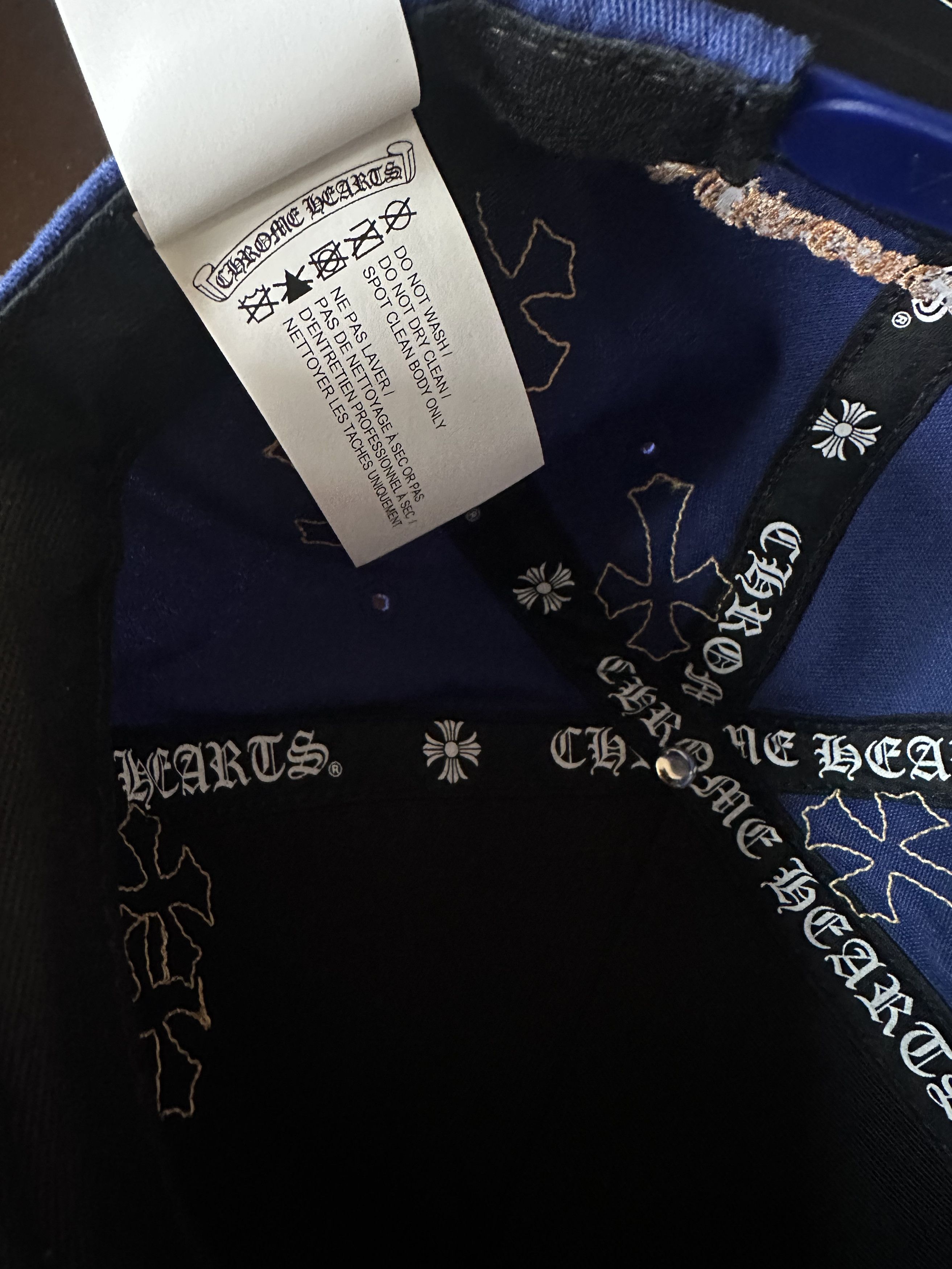Chrome Hearts CH Patchwork Cross Blue & Yellow Trucker Hat Size ONE SIZE - 6 Thumbnail