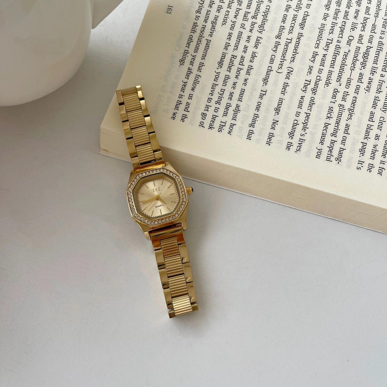 Jewelry Gold Octagon Face Women's Watch with Crystal Accents Size ONE SIZE - 2 Thumbnail