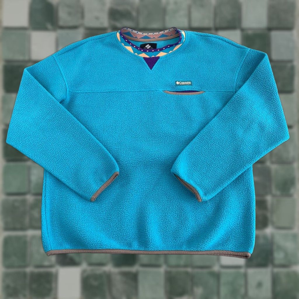 Altea Columbia Wapitoo Aztec Crewneck Fleece Pullover Men Large Teal Purple Outdoors Size US L / EU 52-54 / 3 - 1 Thumbnail