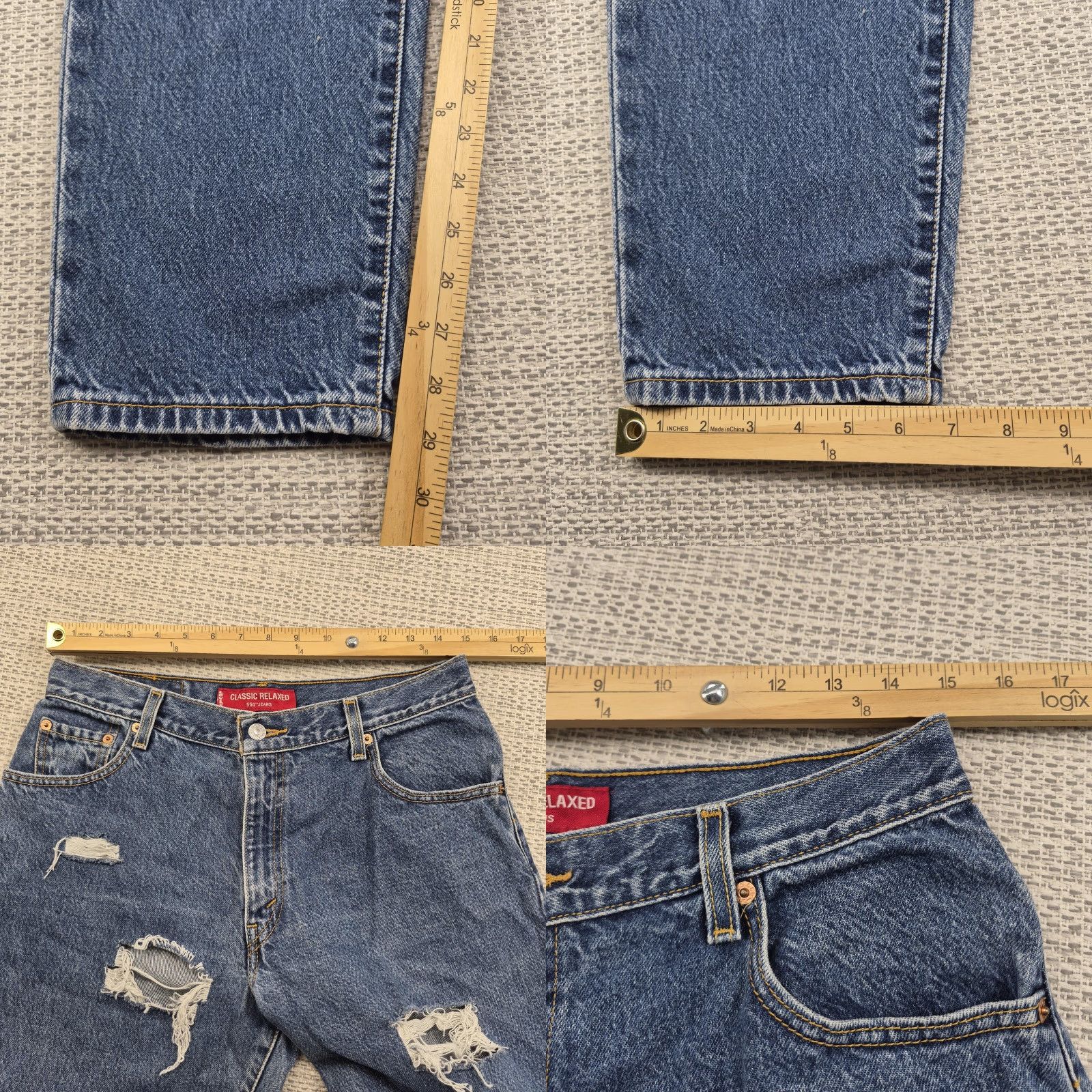 Levi's Levi's 550 Jeans Womens 12 Blue Relaxed Fit Tapered Leg Distressed High Rise Vintage No Size 34" / US 12 / IT 48 - 8 Thumbnail