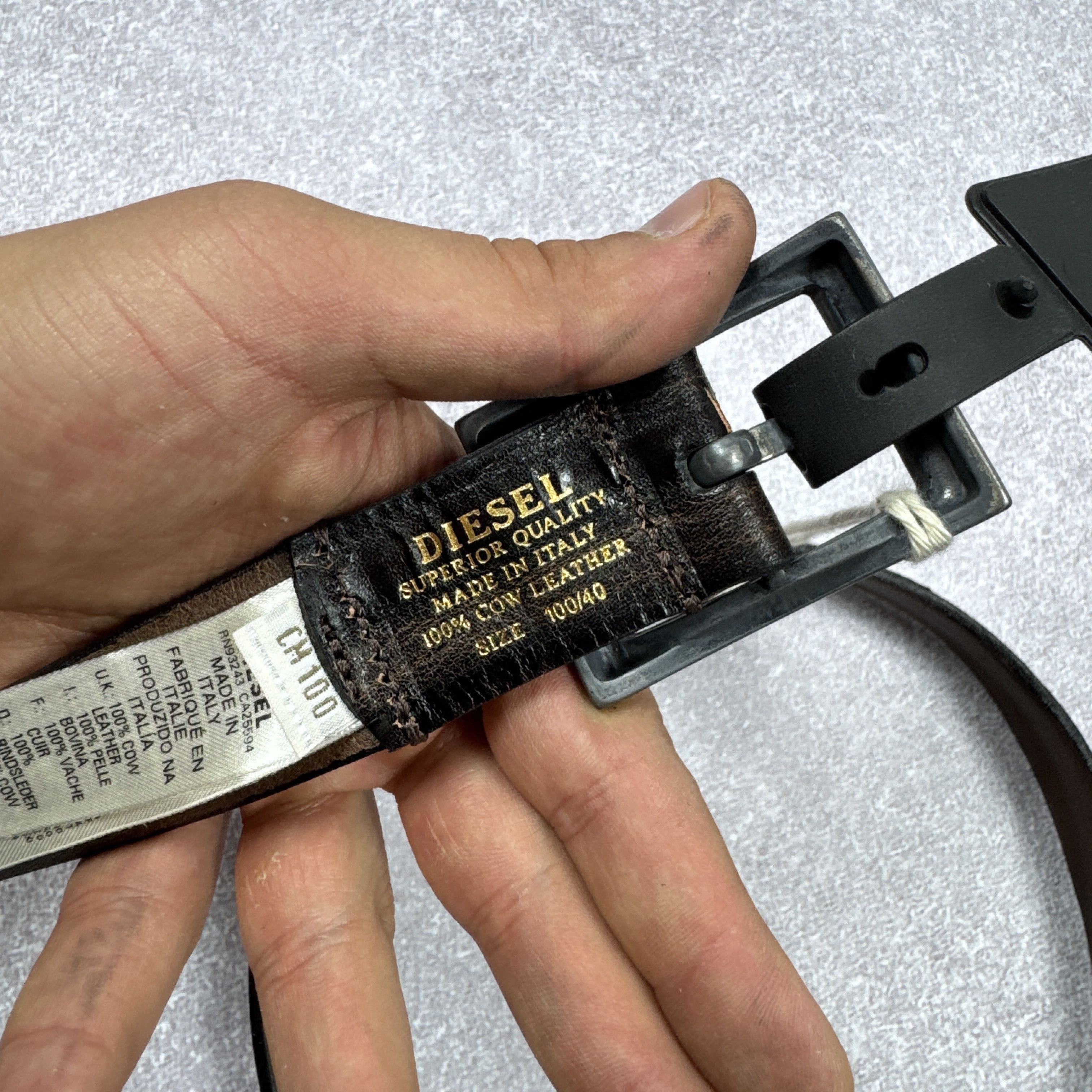 Diesel × Leather NEW DIESEL BINSIGNE GURTEL BROWN LEATHER BELT SIZE 100cm/40 Size 40 - 8 Thumbnail