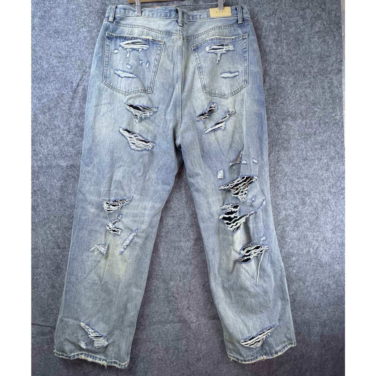MNML MNML Jeans Mens 40 Straight Thrashed Button Fly Destroyed Size US 40 / EU 56 - 2 Thumbnail