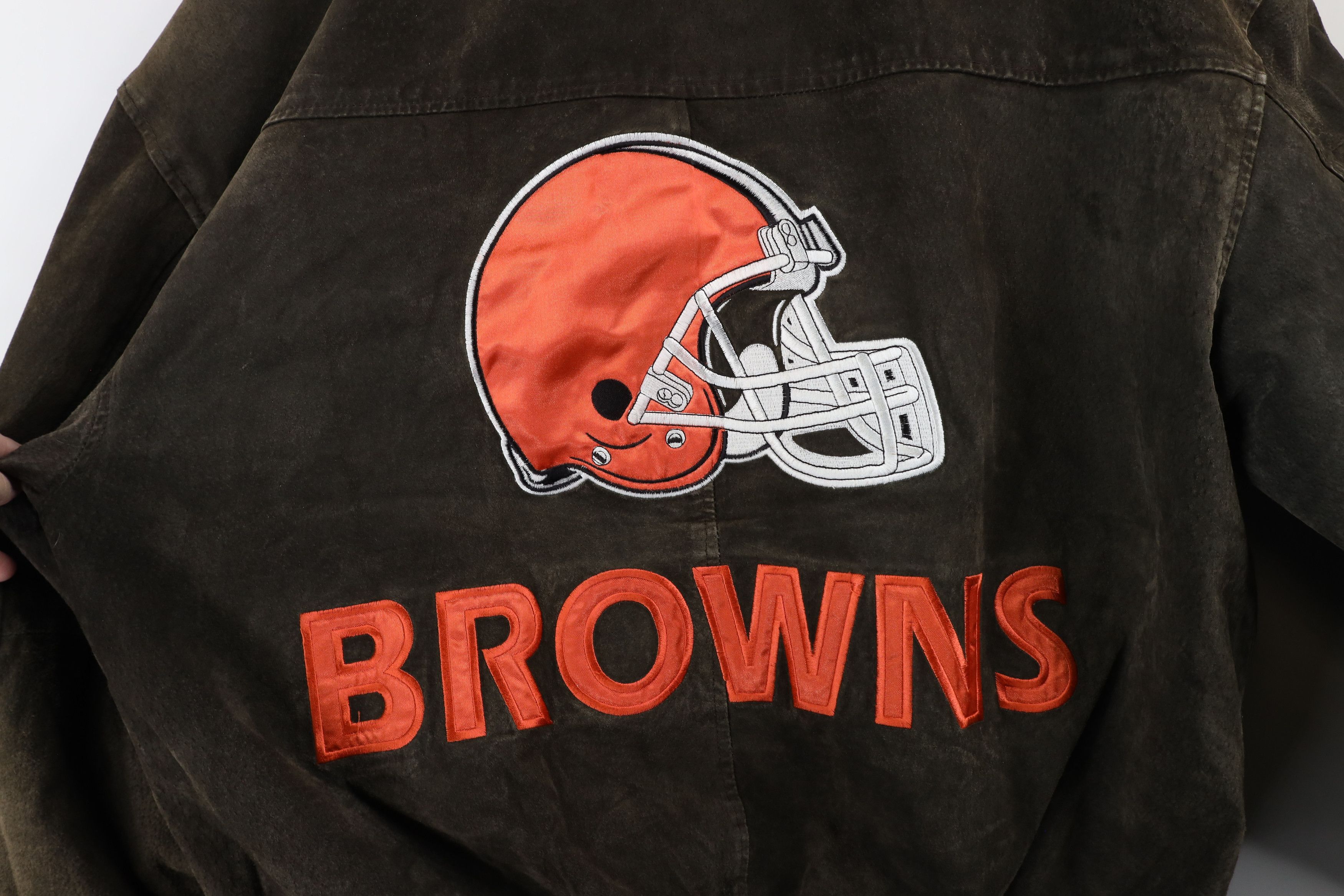 Vintage Vintage 90s Cleveland Browns Football Suede Leather Jacket Size US L / EU 52-54 / 3 - 12 Thumbnail