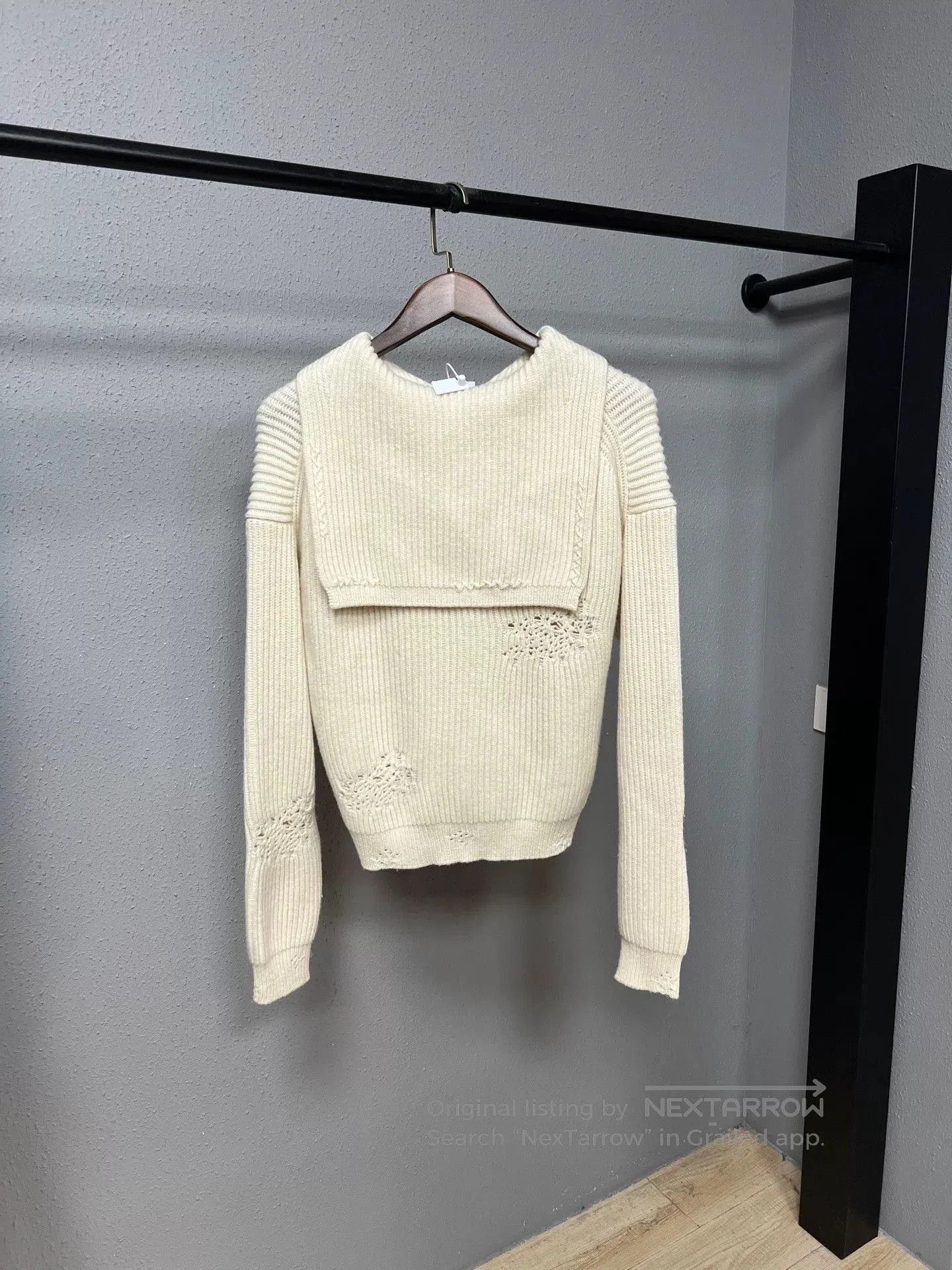 Dior Dior Destroyed Navy Collar Sweater Jacket. Size S / US 4 / IT 40 - 1 Thumbnail