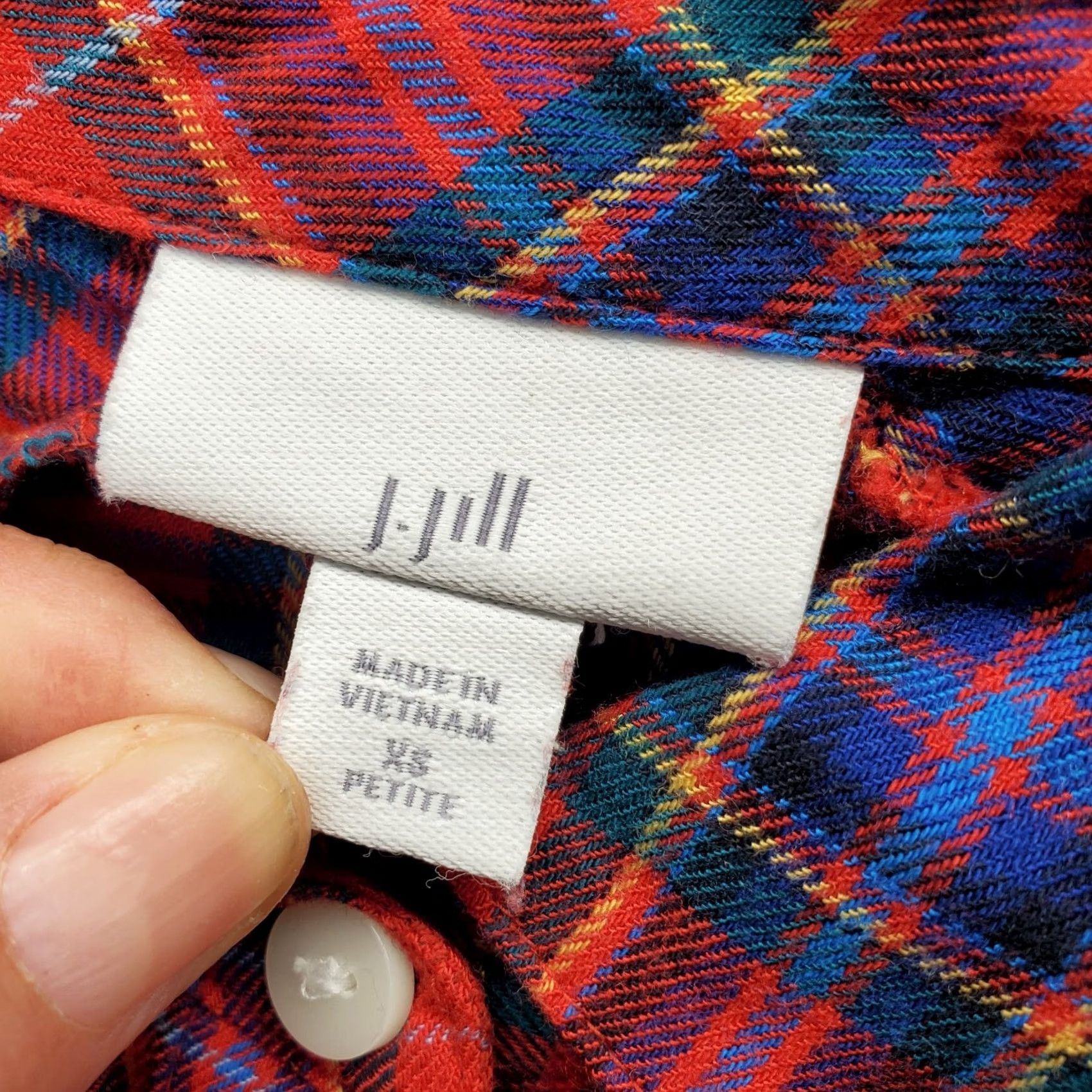 J. Jill J. Jill Shirt Womens XSP Multi Plaid Long Sleeve Collar Button Front EUC Size XS / US 0-2 / IT 36-38 - 5 Thumbnail
