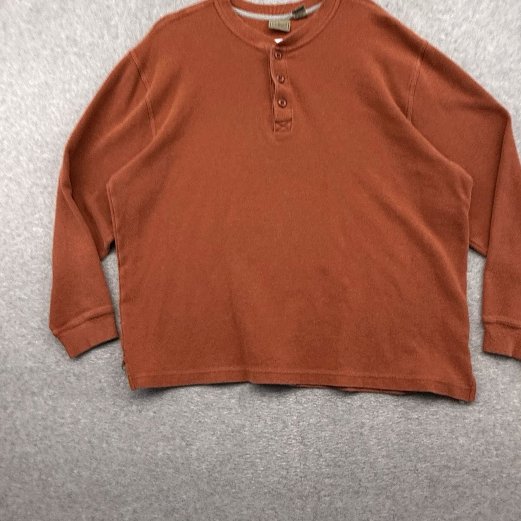 Vintage VINTAGE LL Bean Henley Shirt Mens XL Thermal Waffle Stretch Base Layer Burnt Orange Size US XL / EU 56 / 4 - 2 Thumbnail