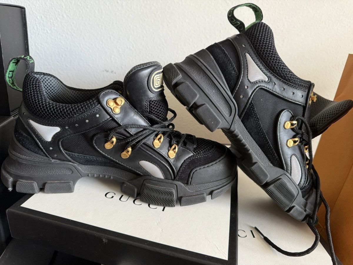 Gucci Gucci Flashtrek Sneakers Black Mesh Leather Gold Hardware Size US 8.5 / EU 41-42 - 7 Thumbnail