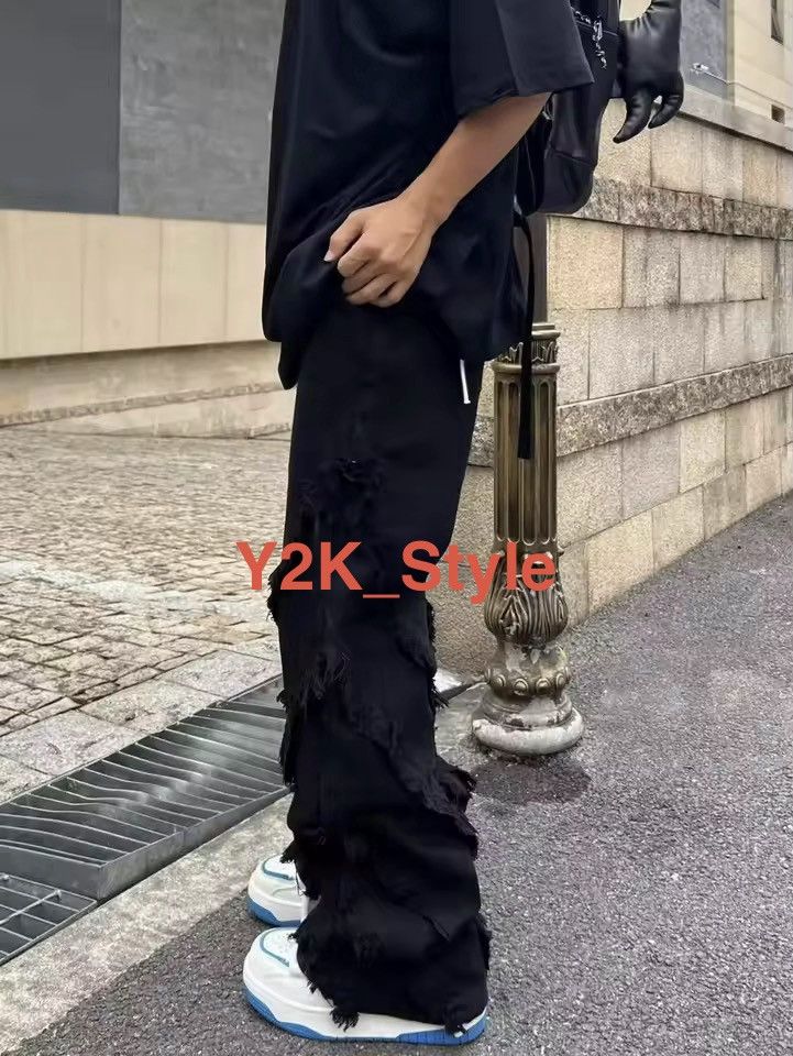 Jean Deconstructed Denim Trousers – Distressed Y2K Baggy Size US 29 - 1 Thumbnail