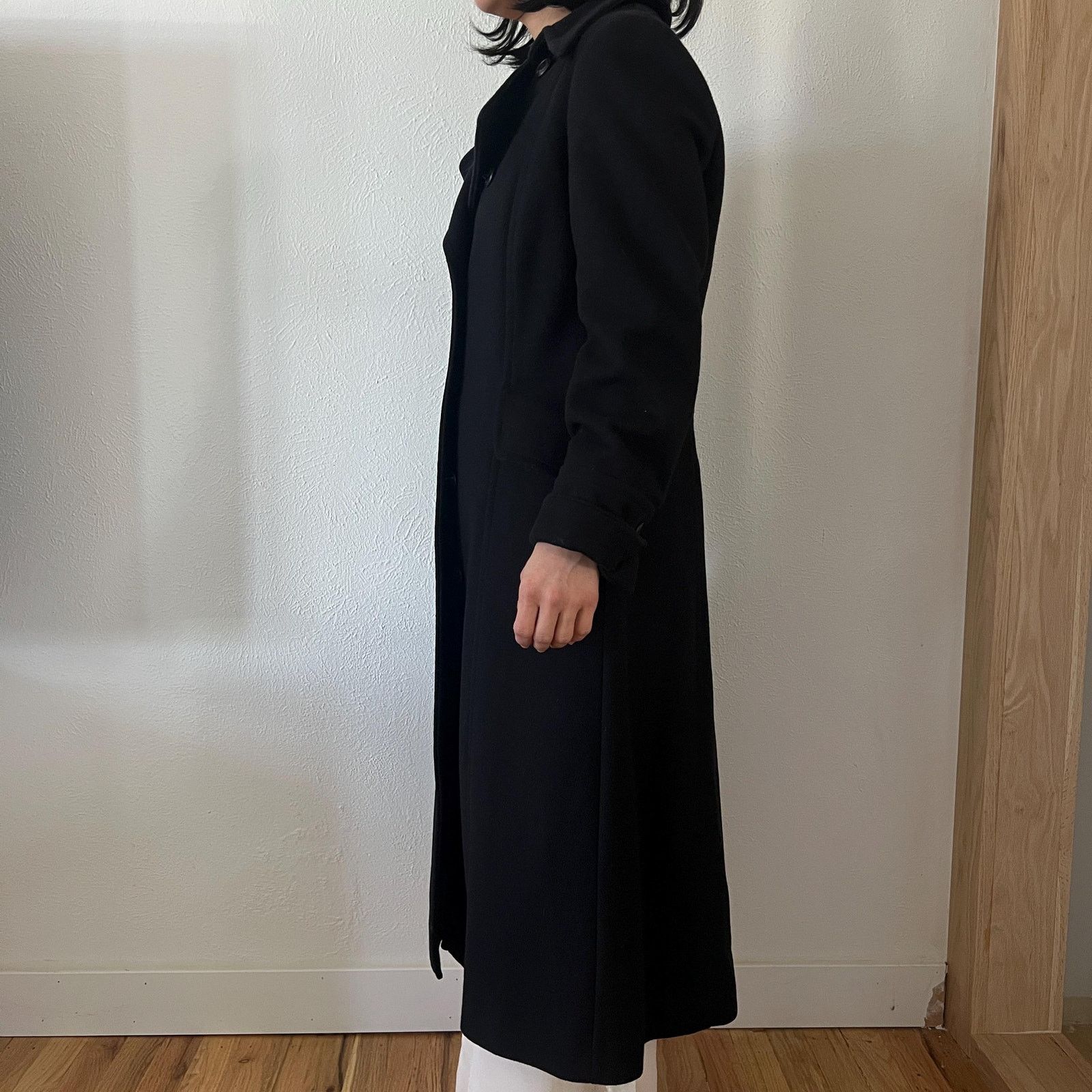 Vintage Vintage 90s Black wool classic clean line coat size 6 Size M / US 6-8 / IT 42-44 - 4 Thumbnail