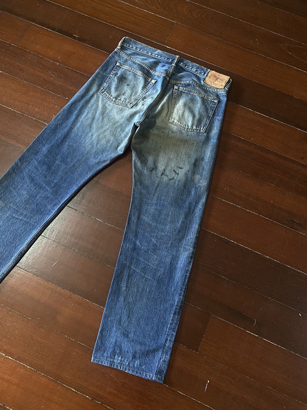 Japanese Brand FIRE 🔥 Warehouse DOUBBLE WORKS Selvedge SPLATTED COLOUR Size US 35 - 11 Thumbnail