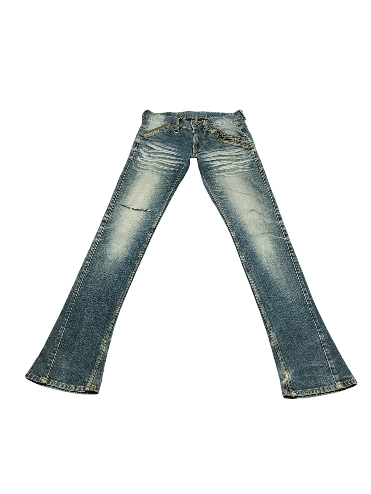 If Six Was Nine Flare Slim Jeans Nicole Club Clawmark Distress Faded Bootcut Size US 30 / EU 46 - 3 Thumbnail