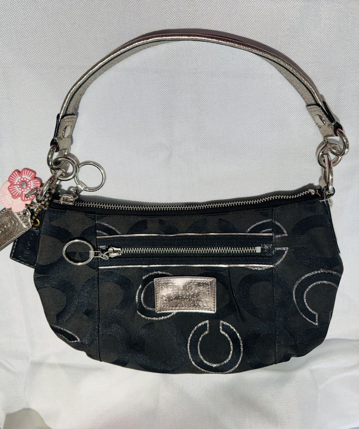 Rare Coach Poppy Y2K Glam Shoulder Bag Black Signature