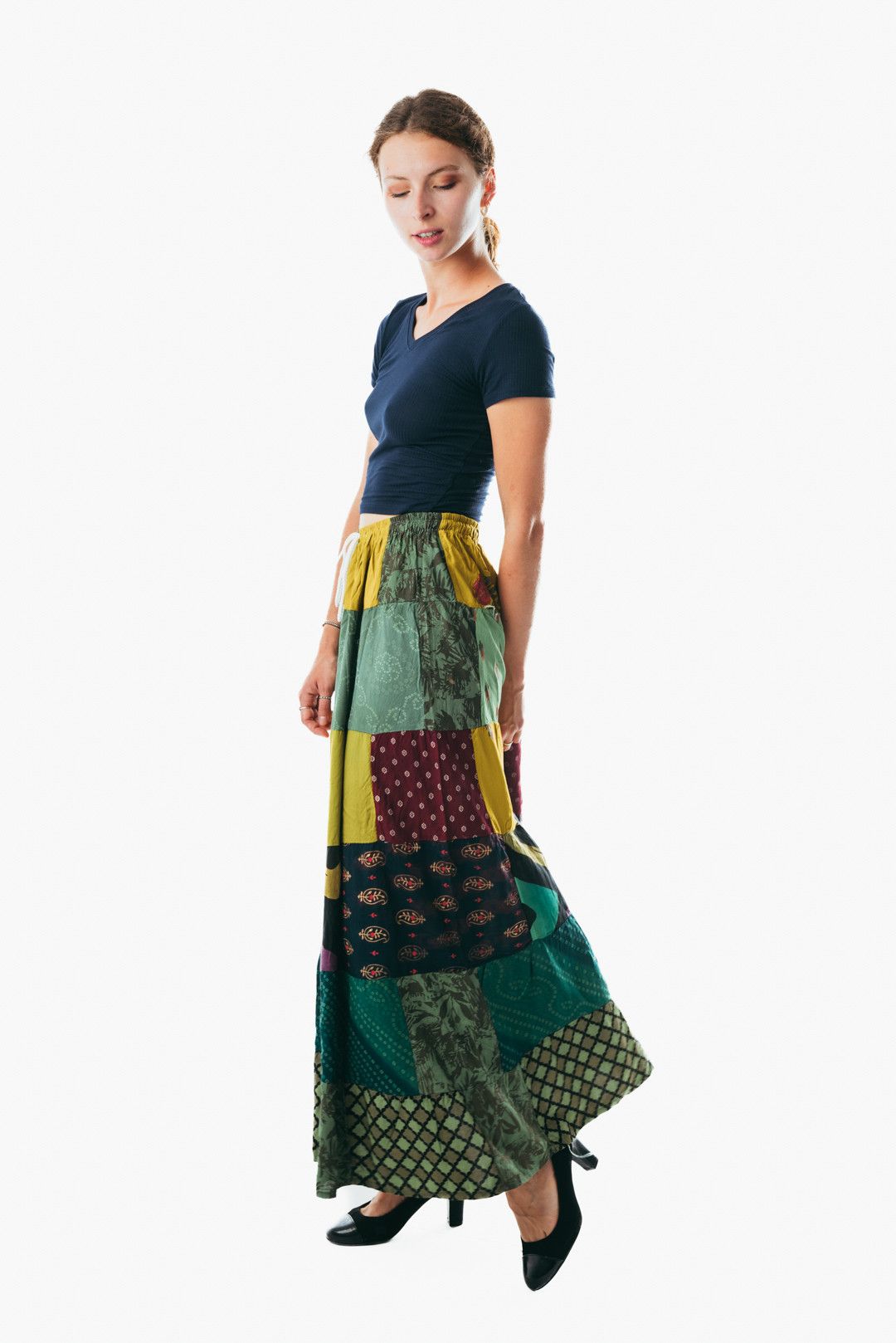 Other Boho Patchwork maxi long Skirt Long Gypsy Hippie festival Size 40" / US 18 - 3 Thumbnail