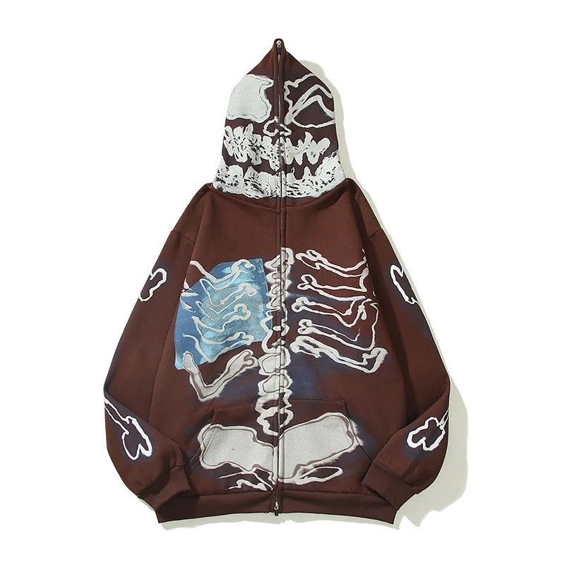 Japanese Brand Skull Printed Zip Up Oversized Hoodies Unisex Size US XXL / EU 58 / 5 - 1 Thumbnail