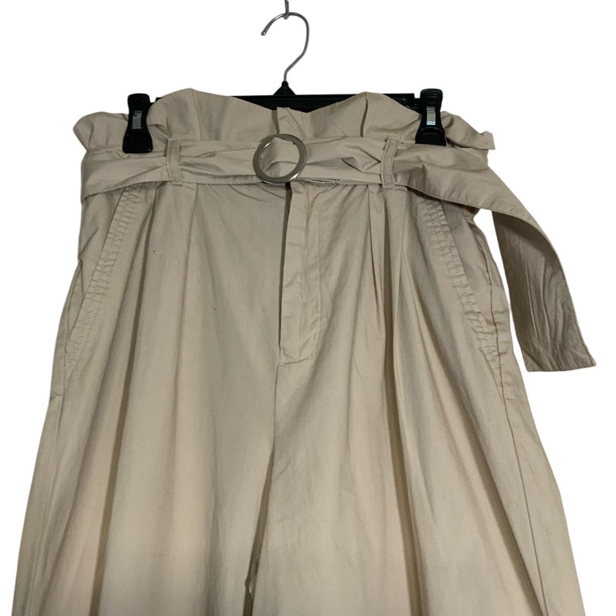 Forever 21 Forever 21 Paperbag Cream Belted Flax Linen Rayon Wide Leg L Size 34" / US 12 / IT 48 - 3 Thumbnail