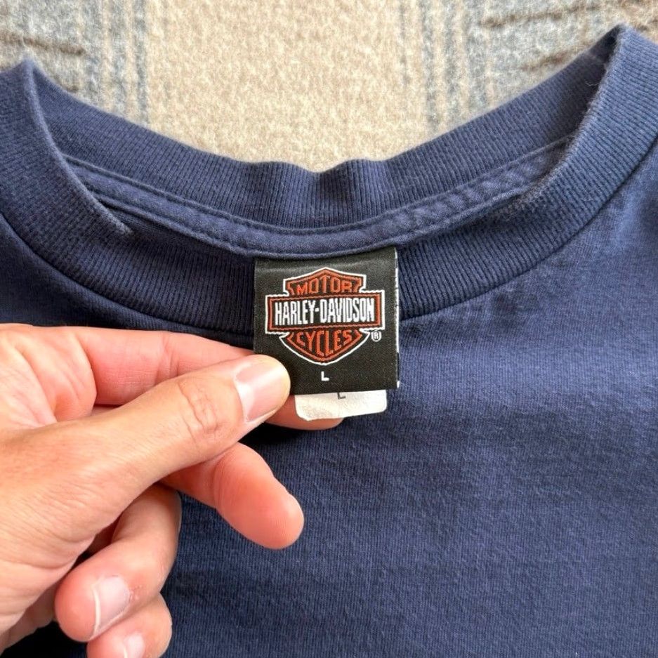 Harley Davidson VINTAGE Harley Davidson T-Shirt Double-Sided Blue Size L Men Short Sleeve Eagle Y2K Biker Motorcycle Grunge 2000s Size US L / EU 52-54 / 3 - 3 Thumbnail