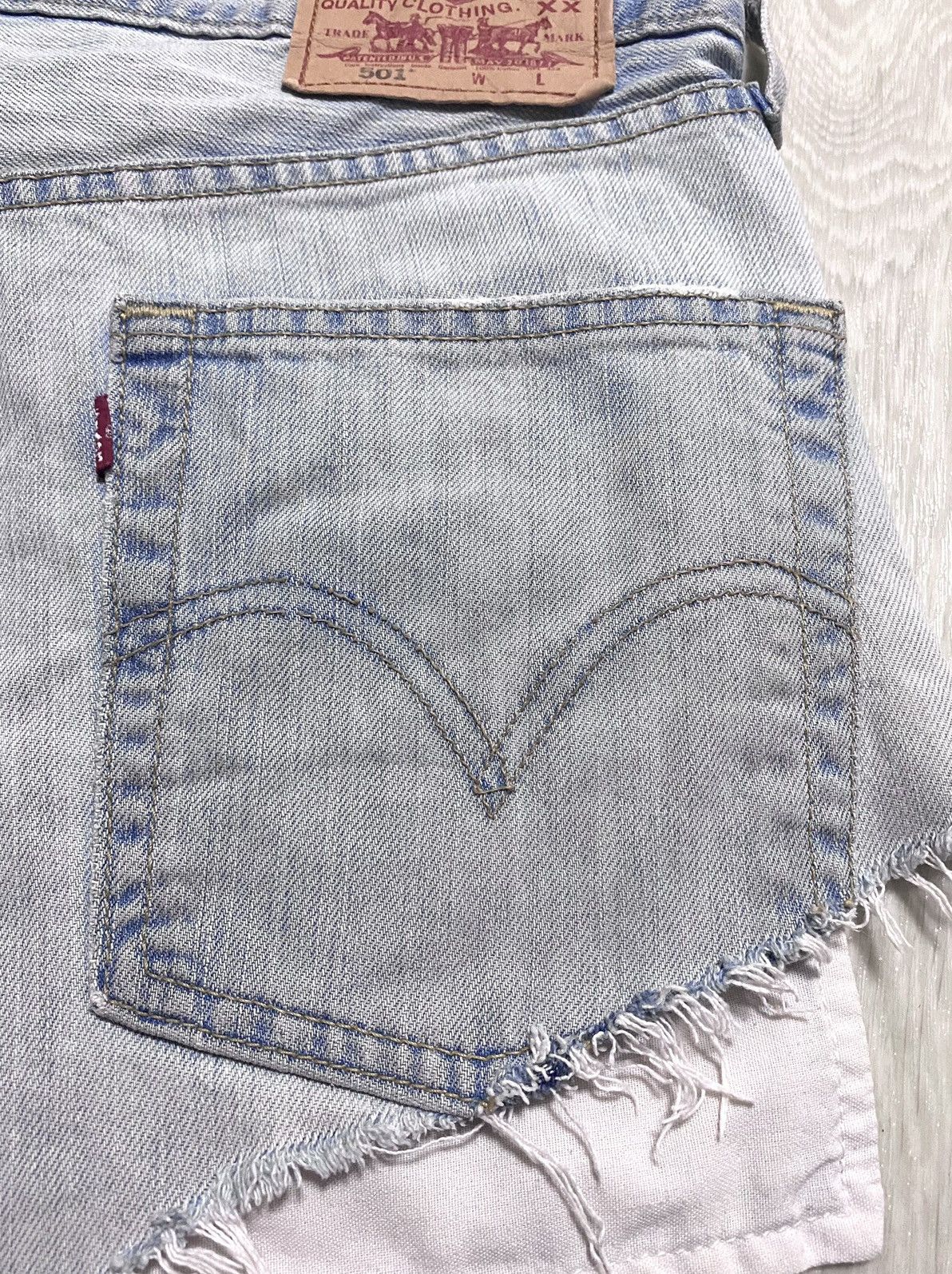 Levi's Vintage Clothing Women’s Levi’s Urban Renewal Washed Blue Mini Shorts Rework Size 29" - 18 Thumbnail