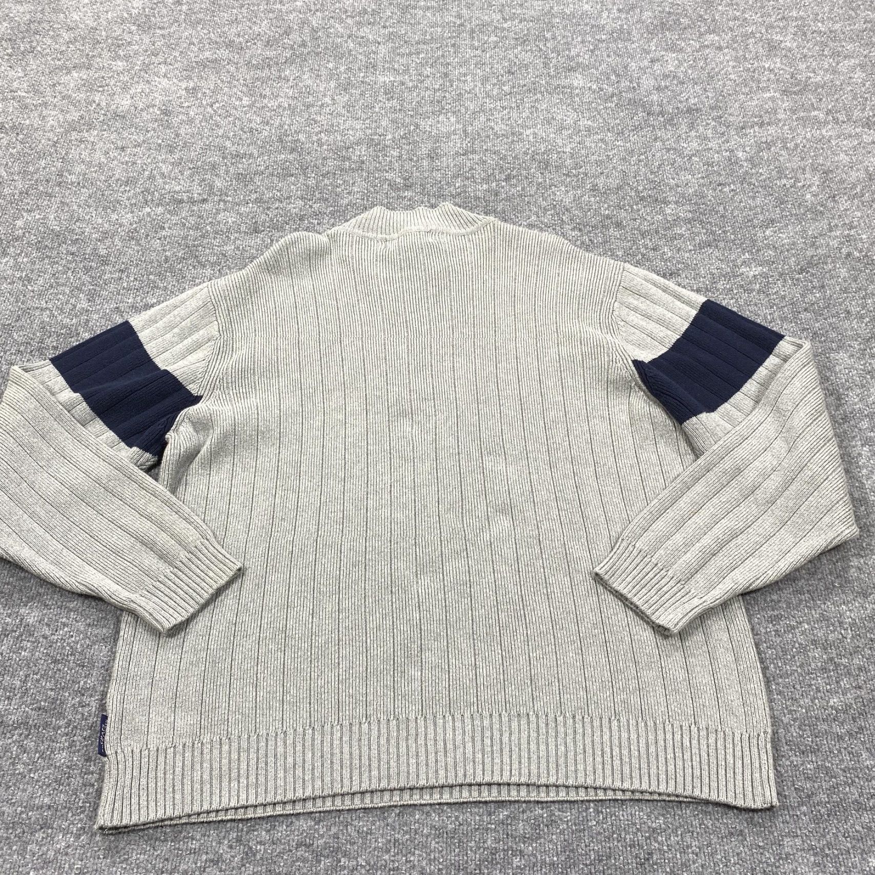 Ralph Lauren CHAPS Ralph Lauren Sweater Mens Large Gray Mock Neck Chunky-Knit Cotton Pullover Size US L / EU 52-54 / 3 - 4 Thumbnail