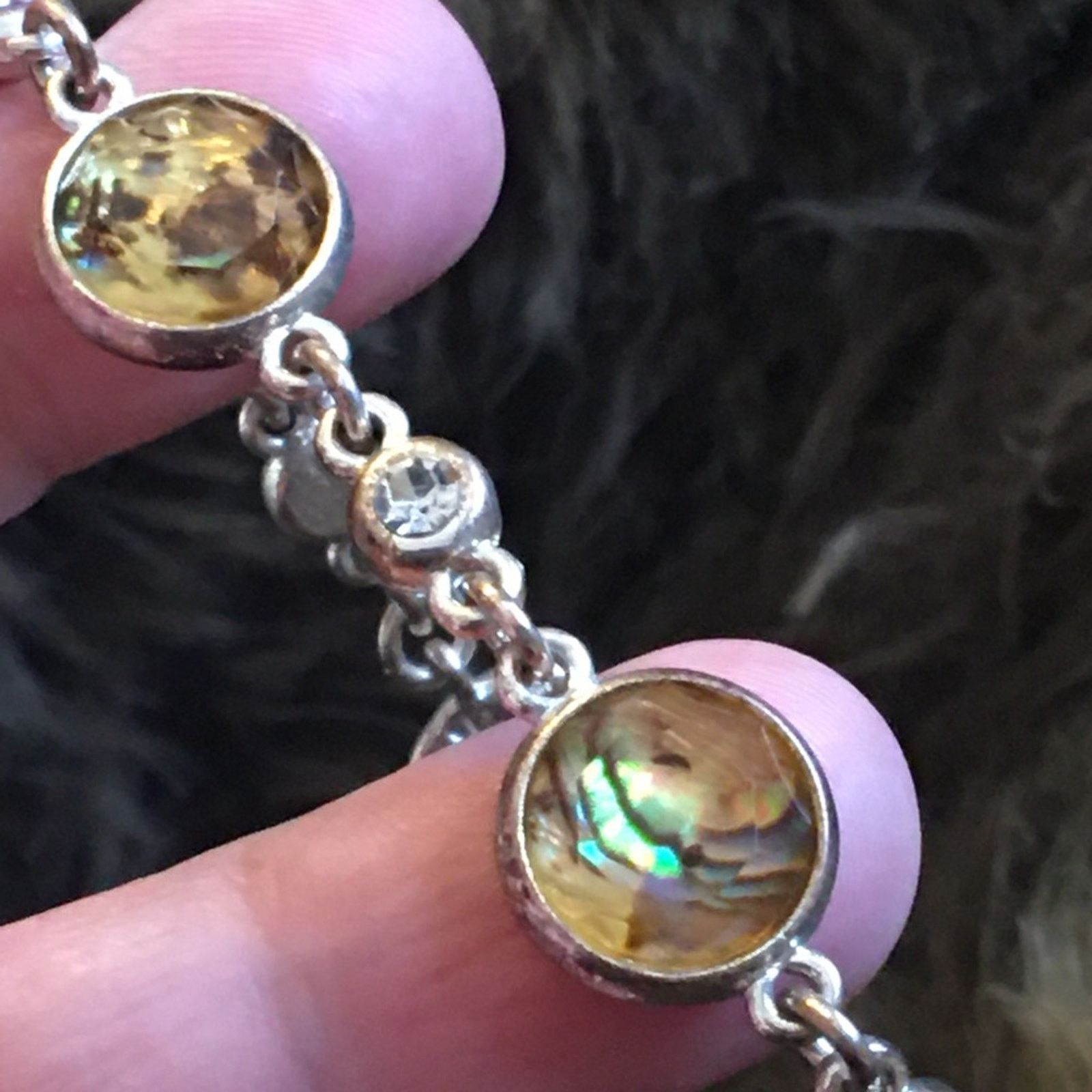 Vintage Vintage faux abalone faceted dome link bracelet Size ONE SIZE - 5 Thumbnail