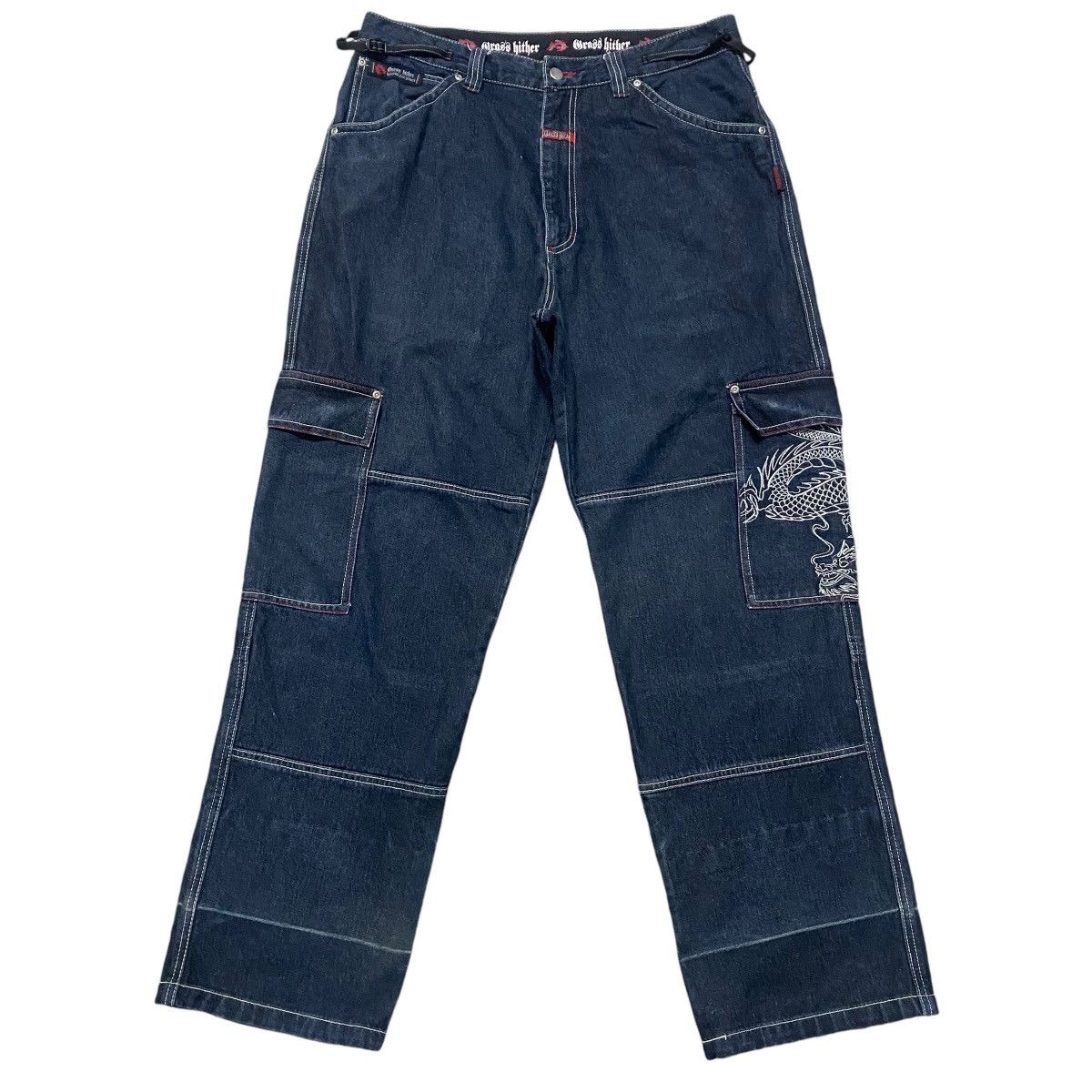 Vintage Vintage BRASS HITHER Denim Baggy Flame Dragon Jeans Size US 36 / EU 52 - 2 Thumbnail