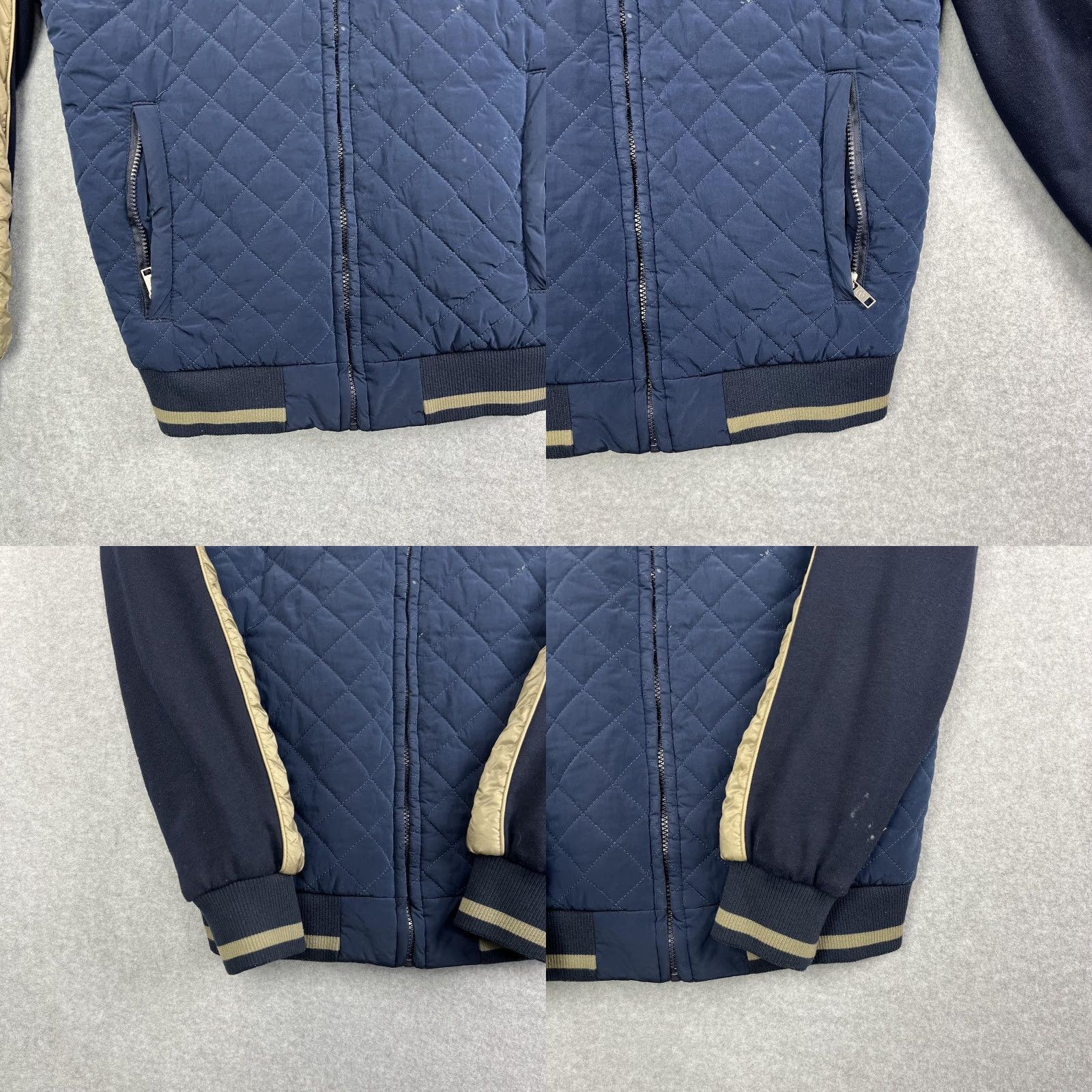 Desigual Desigual Jacket Mens Small Blue Navy Quilted Bomber Full Zip Gold Stripe Pockets Size US S / EU 44-46 / 1 - 8 Thumbnail